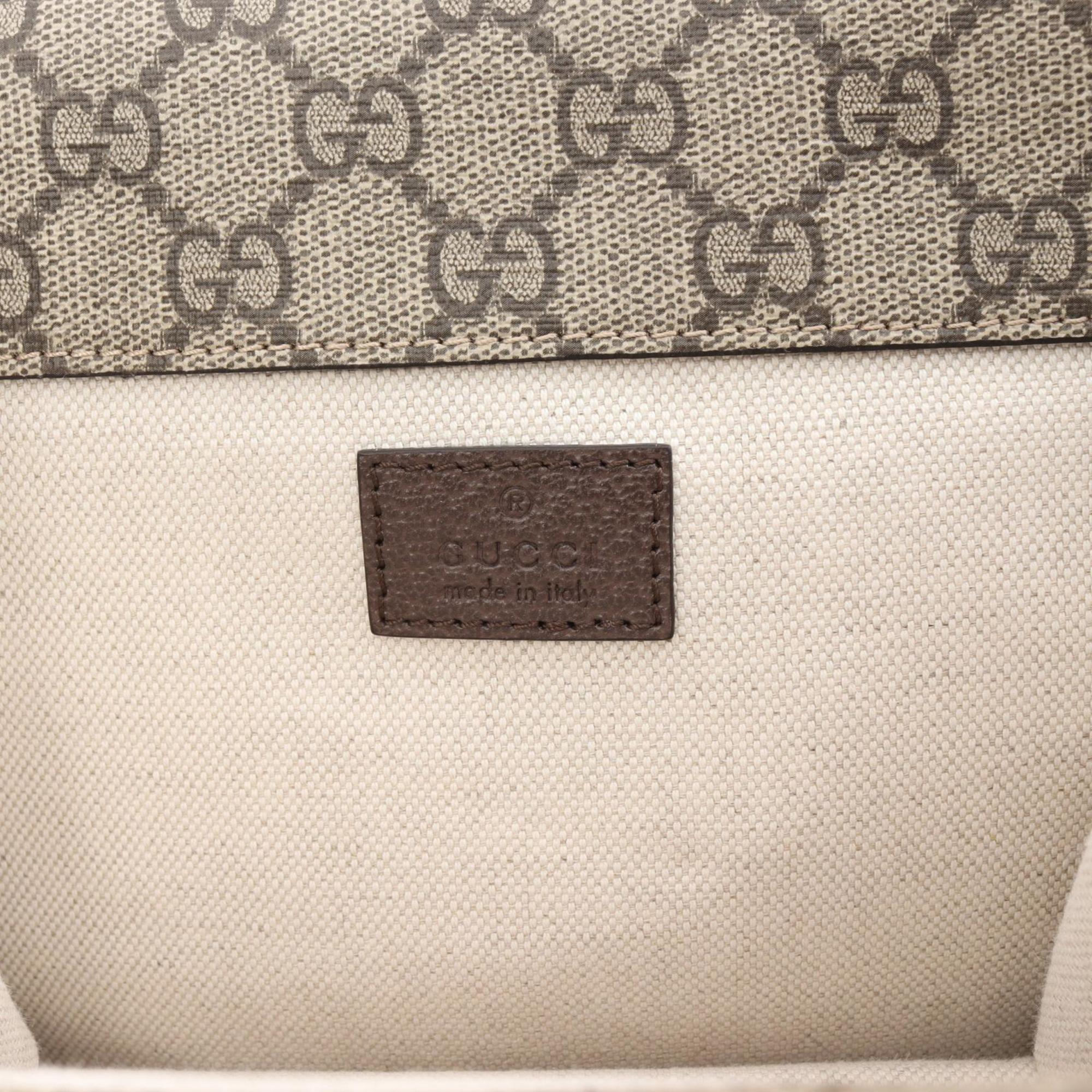 Gucci Beige Brown Multicolor Coated Canvas Leather GG Supreme Small Bag