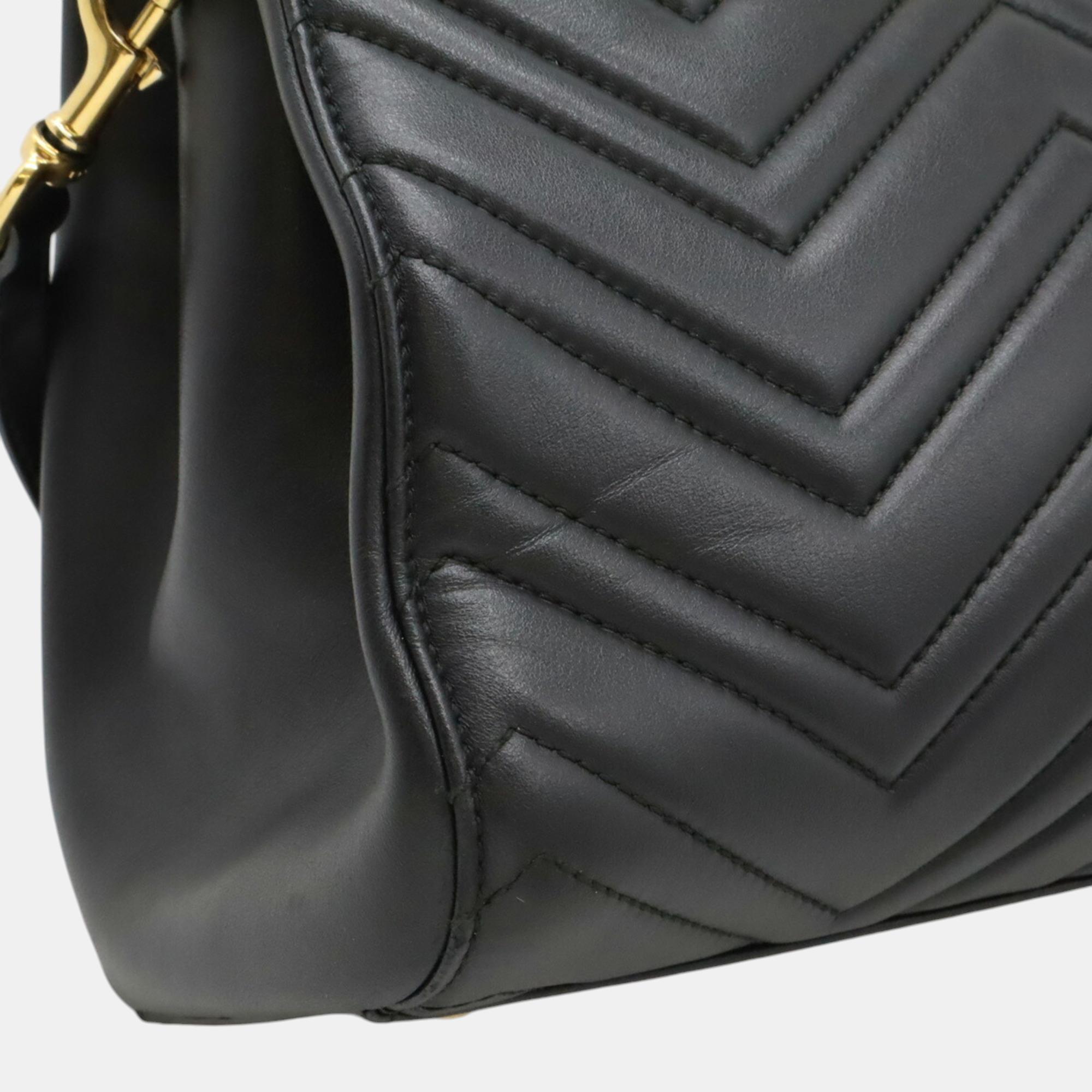 Gucci Black Quilted Leather GG Marmont Handbag