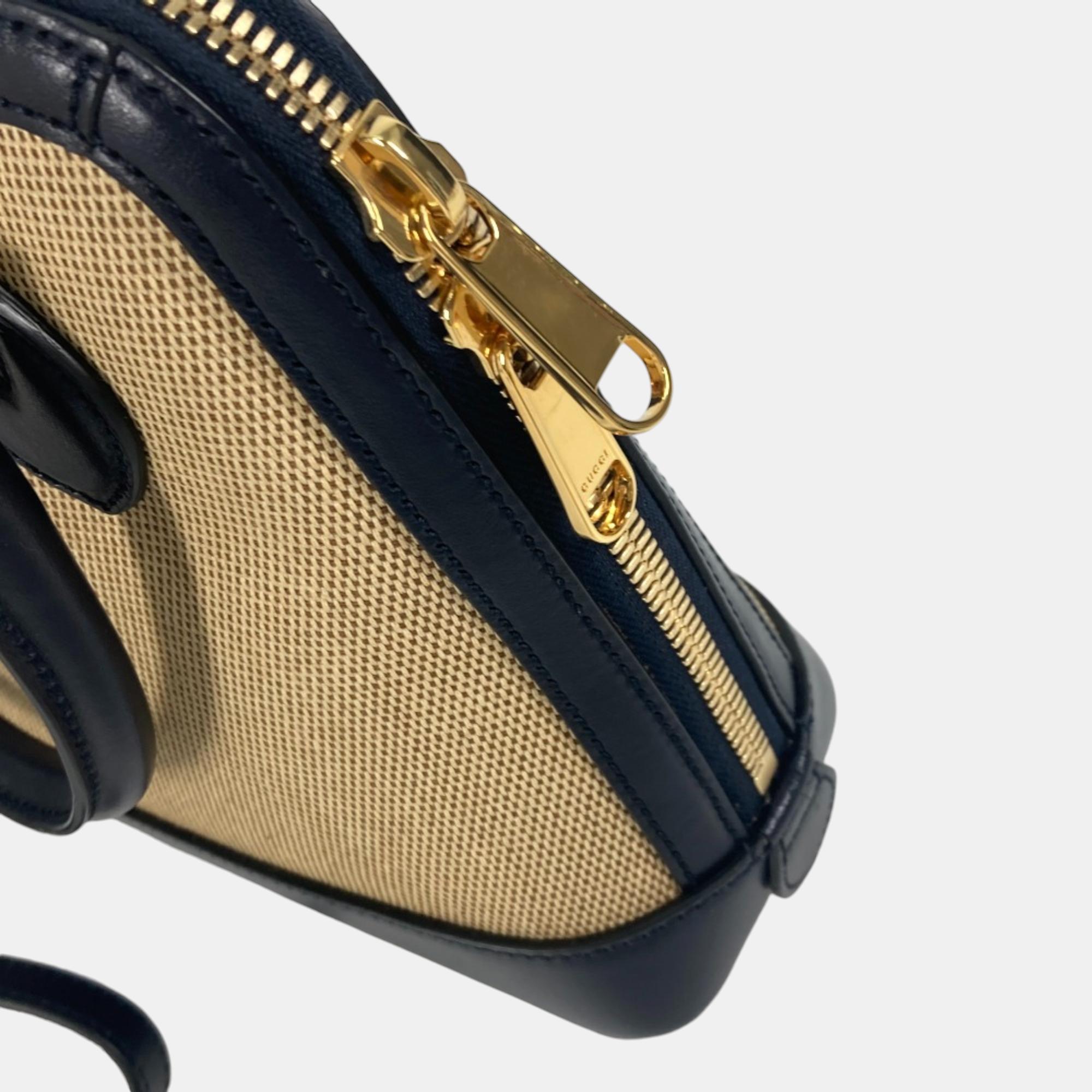 Gucci Beige X Dark Navy Horsebit 1955 Shoulder Bag