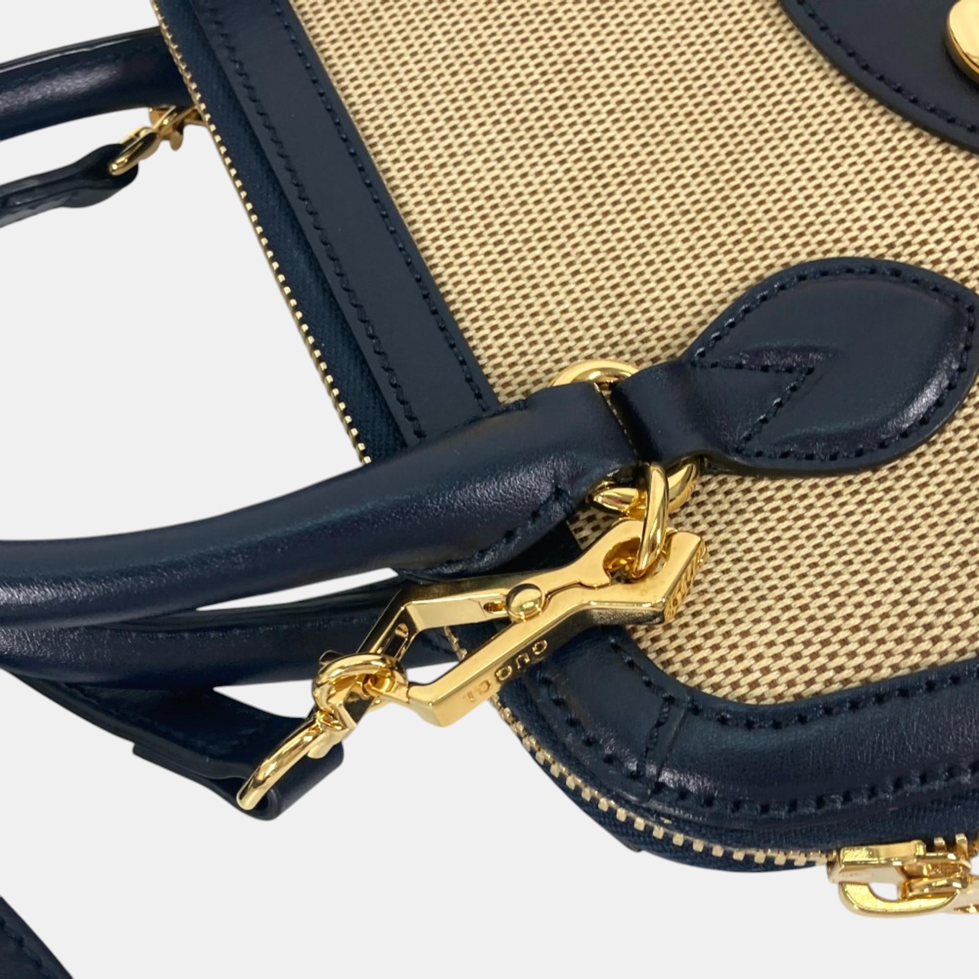 Gucci Beige X Dark Navy Horsebit 1955 Shoulder Bag