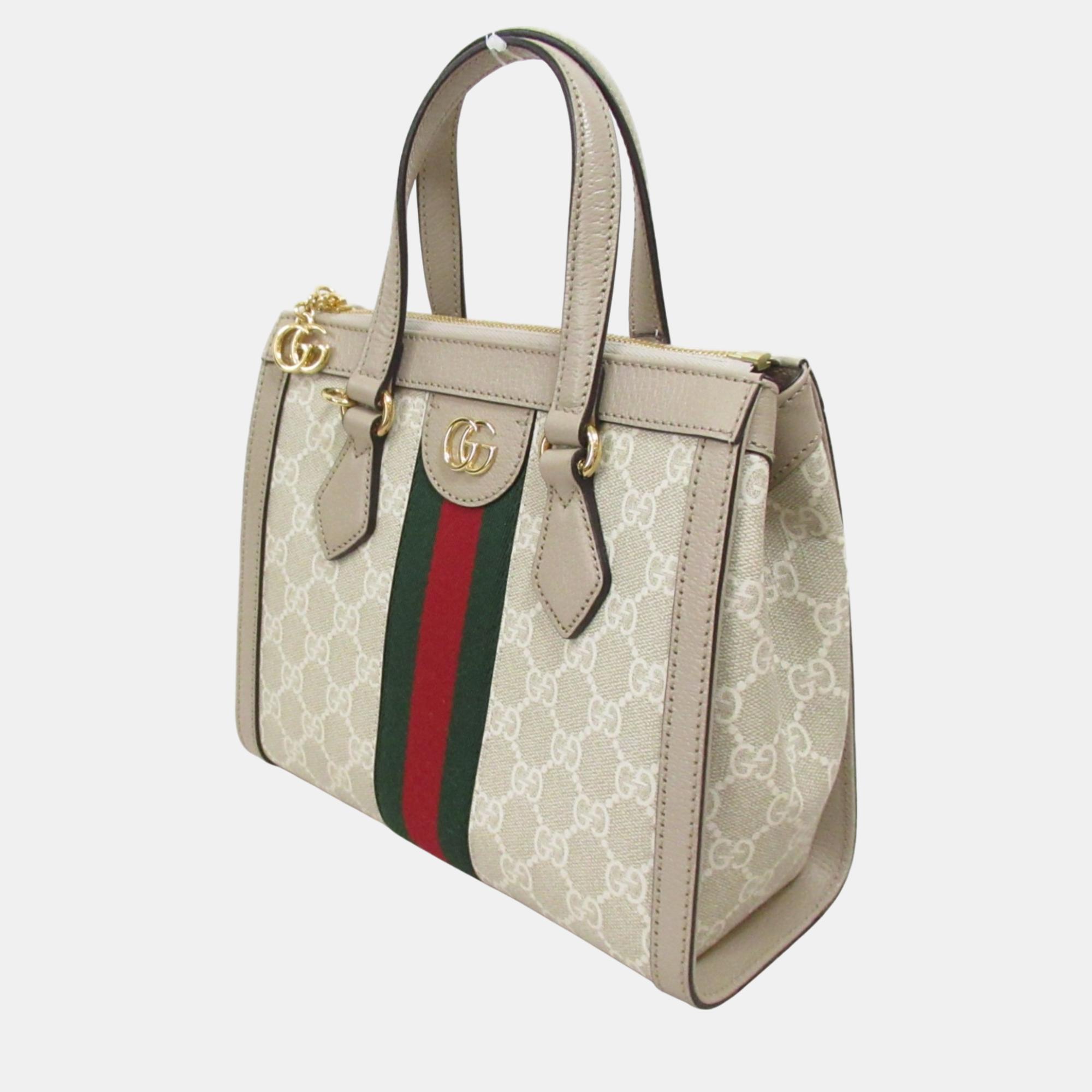 Gucci Beige PVC Coated Canvas Leather Ophidia Shoulder Bag