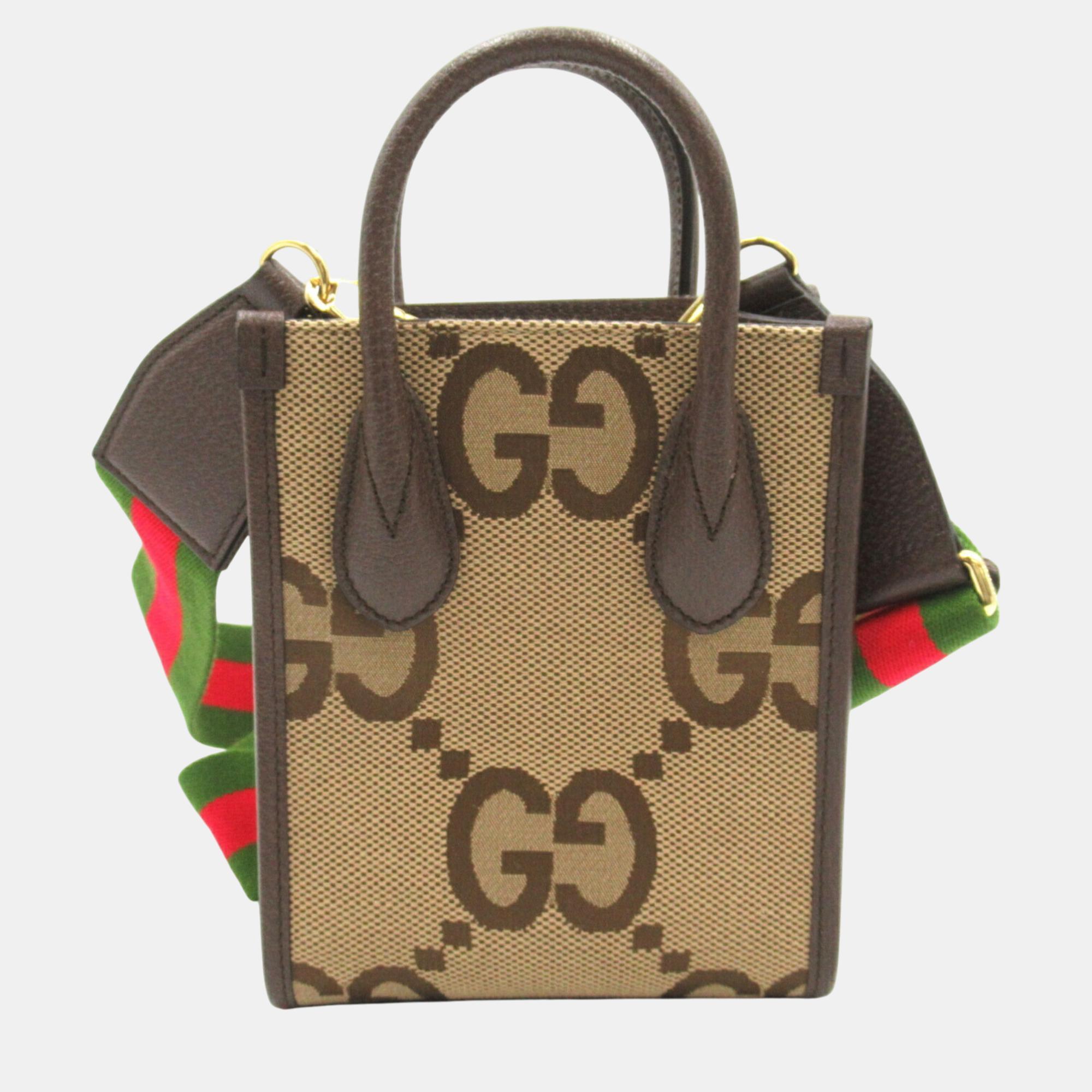 Gucci Brown Canvas Jumbo GG Tote Bag