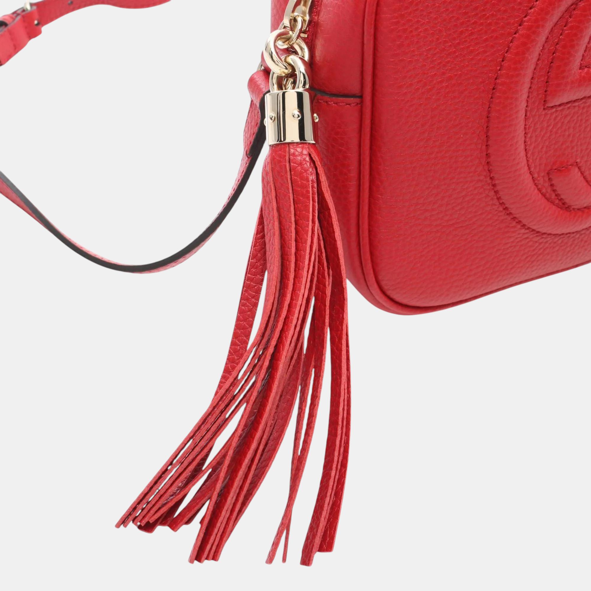 Gucci Red Leather Soho Disco Bag