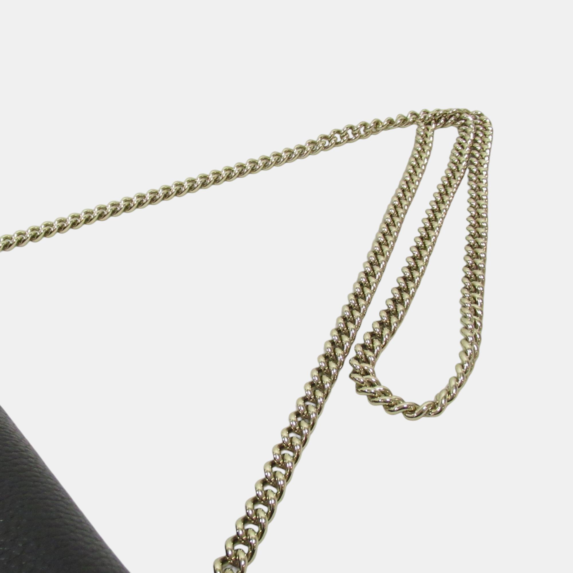 Gucci Black Leather Chain Shoulder Bag