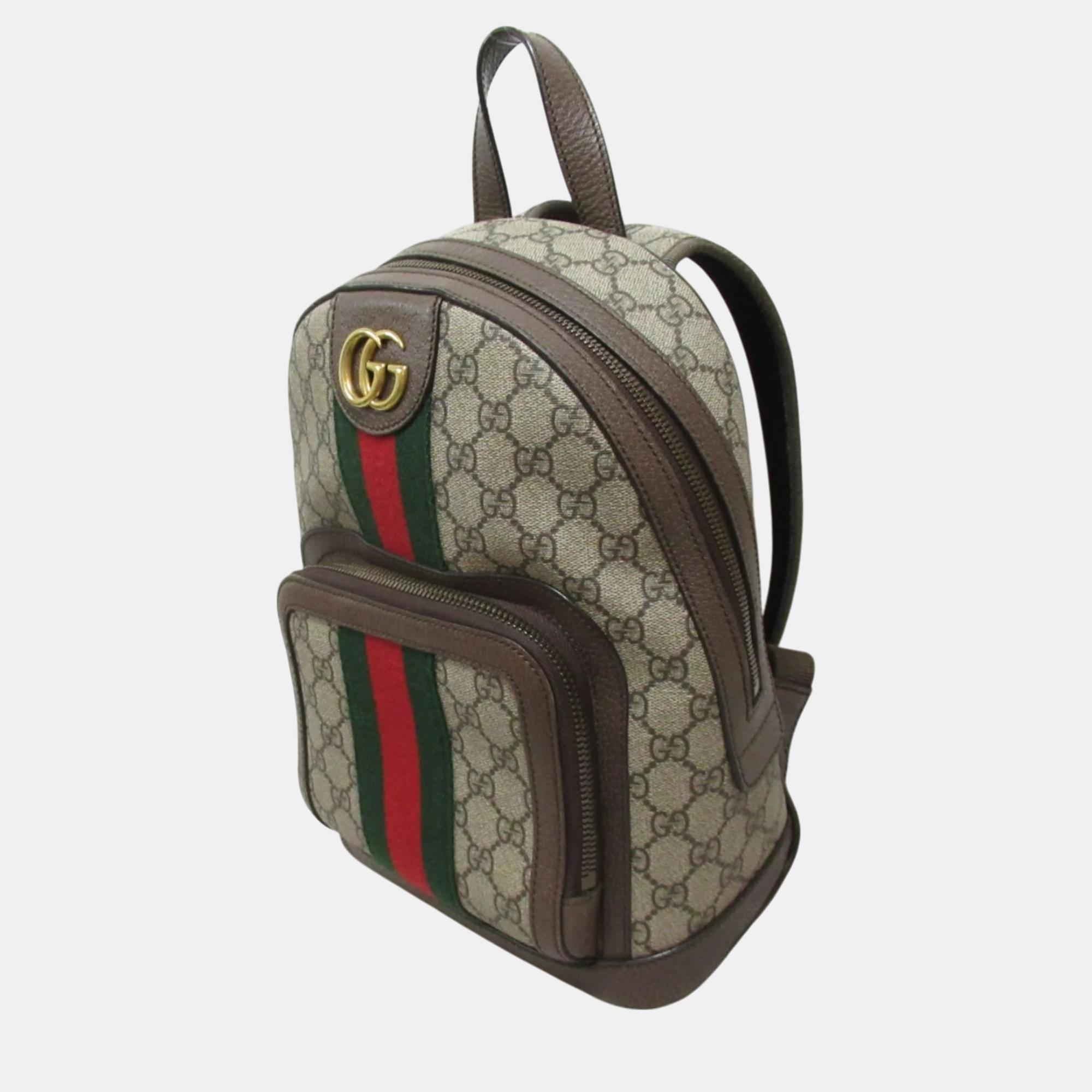 Gucci Beige PVC Coated Canvas Ophidia GG Small Backpack