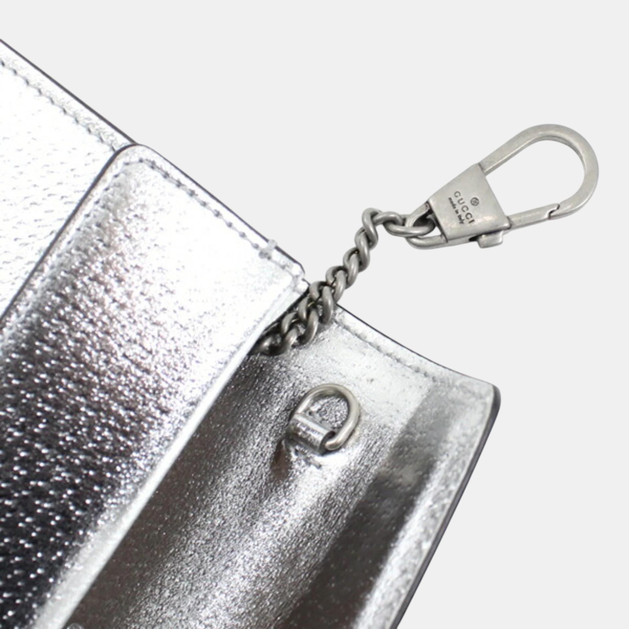 Gucci Silver Leather Duonissos Chain Shoulder Bag