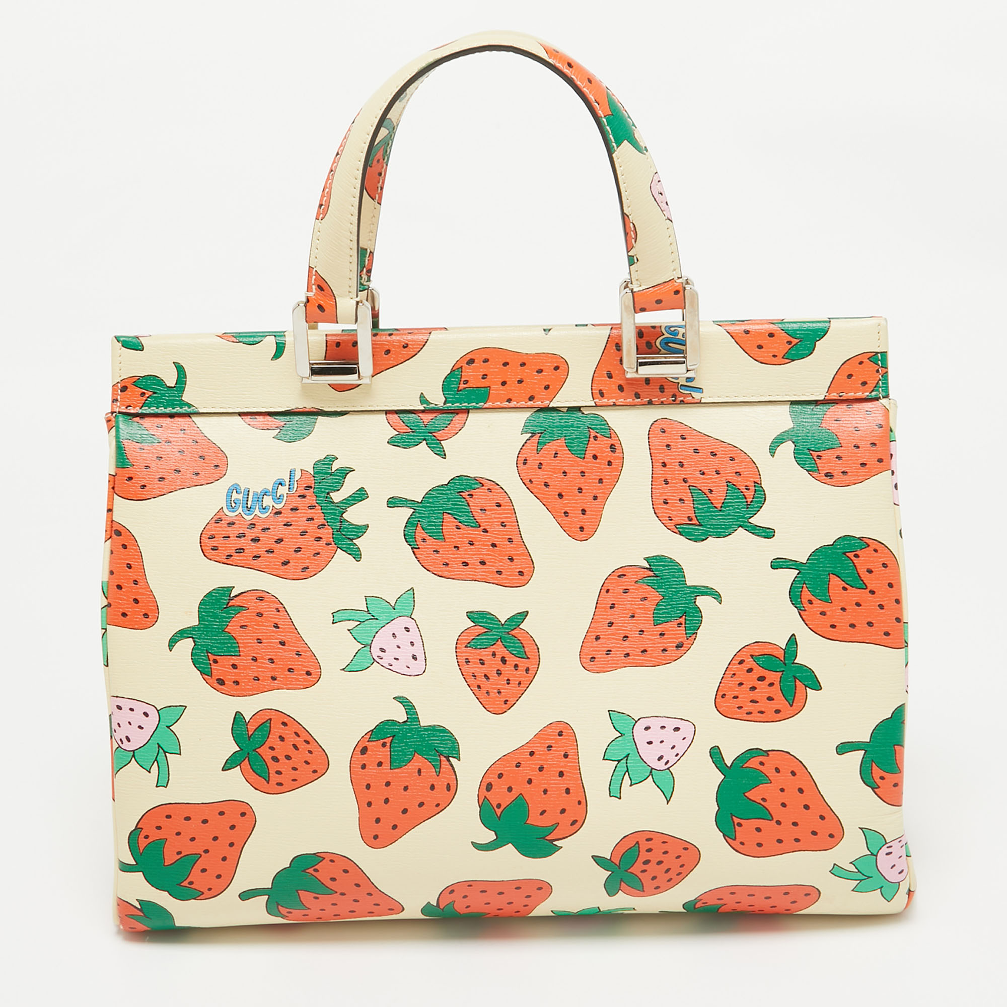 Gucci Multicolor Strawberry Print Leather Medium Zumi Tote