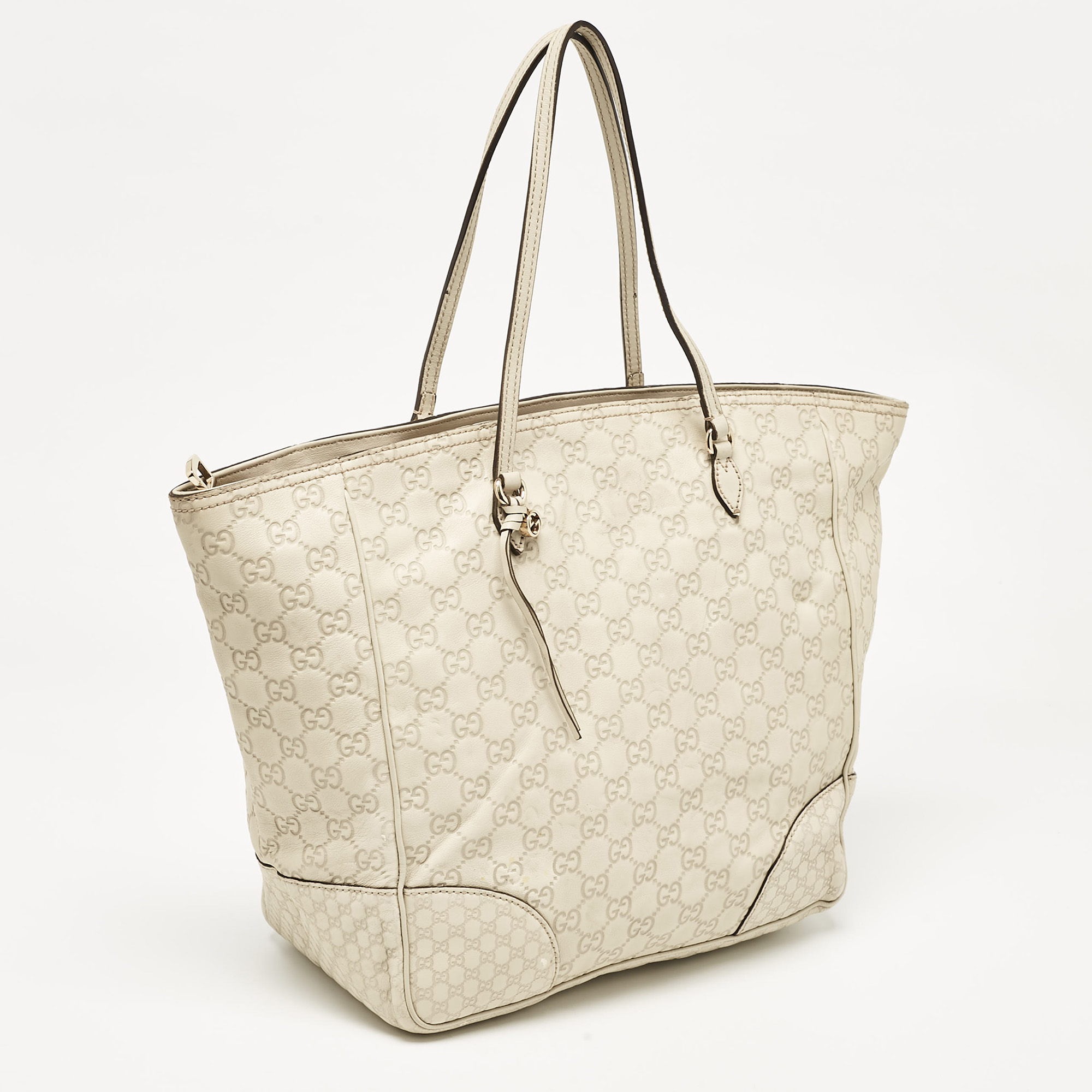 Gucci Off White Microguccissima Leather Bree Tote