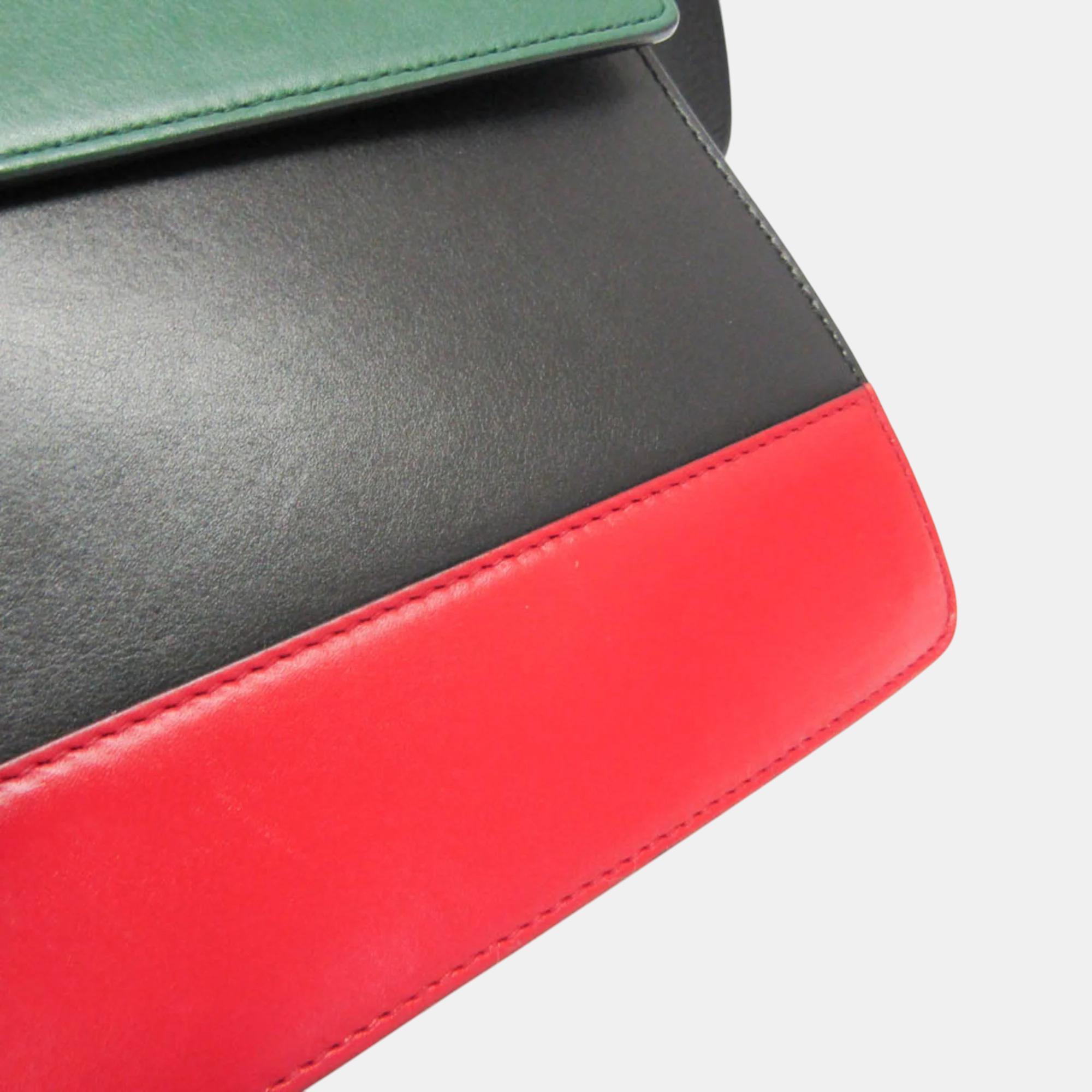 Gucci Black Green Red Bamboo Dionysus Leather Handbag