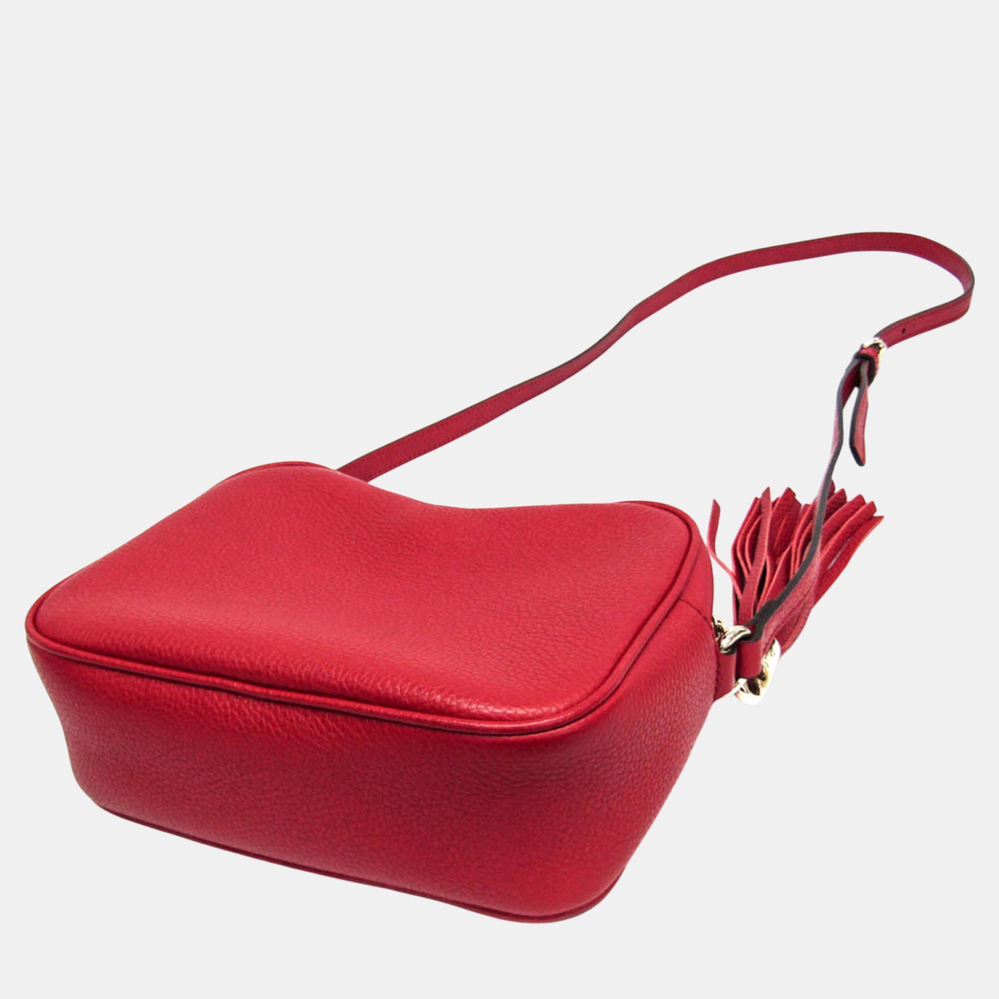 Gucci Red Interlocking G Leather Soho Disco Bag