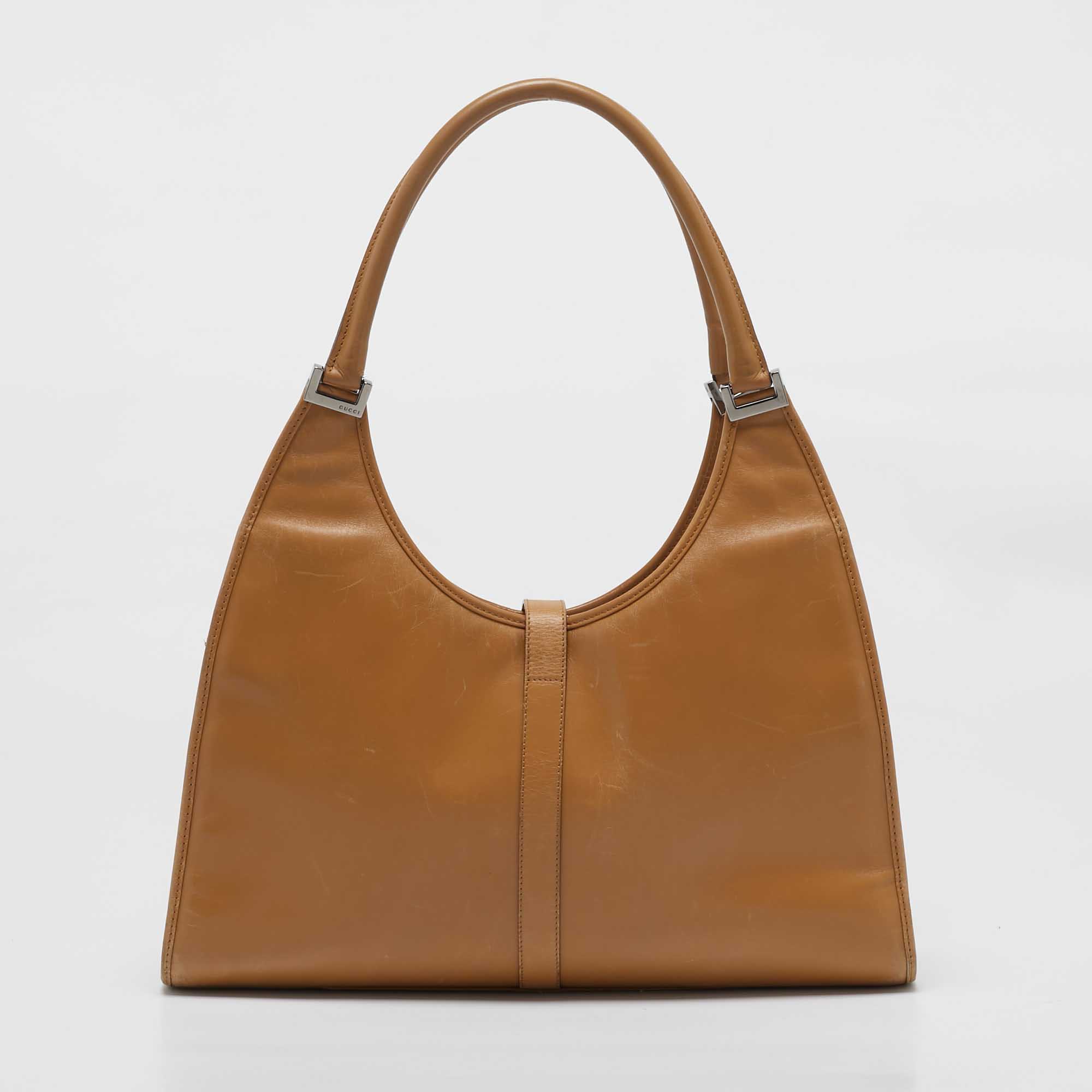 Gucci Tan Leather Large  Jackie Bardot Hobo