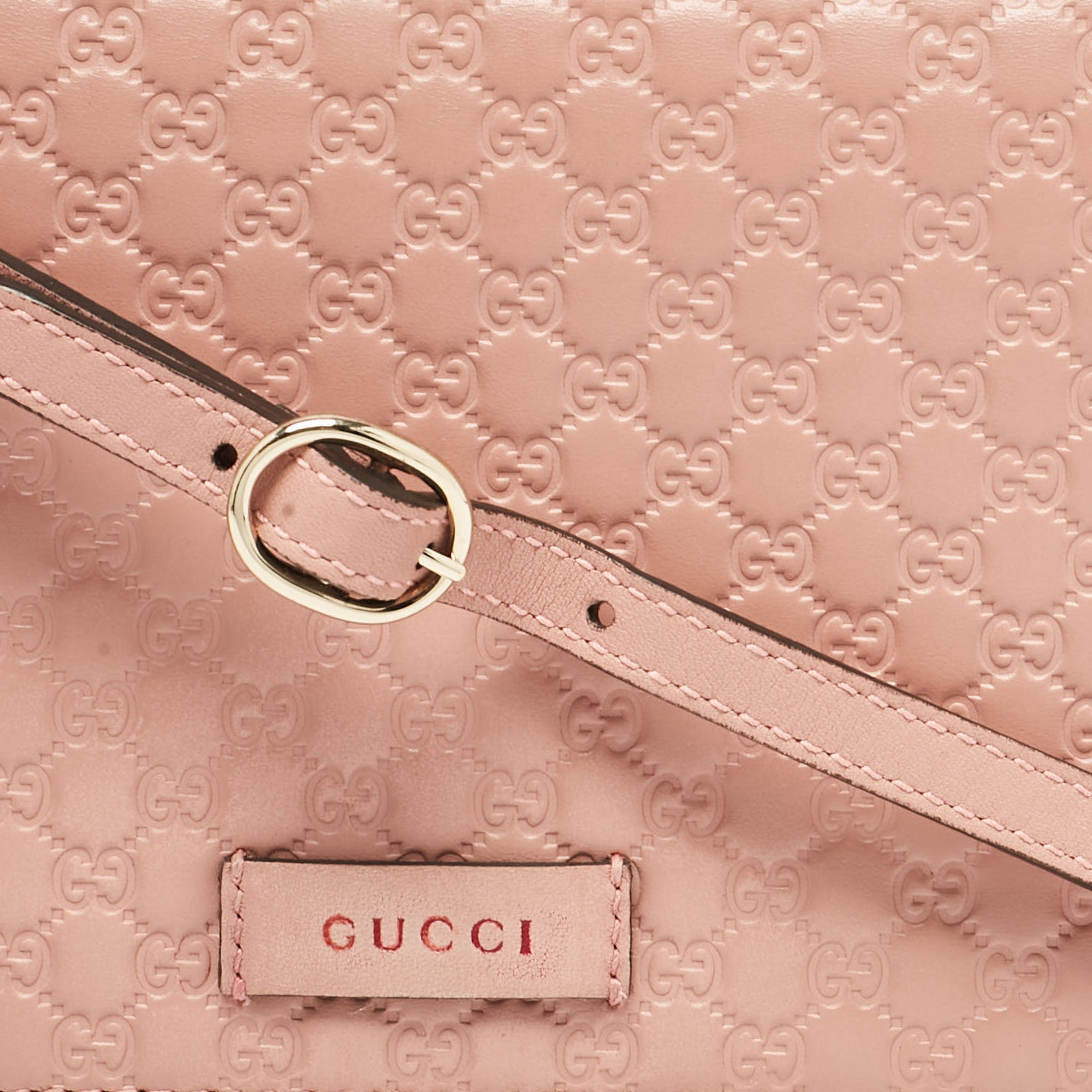 Gucci Old Rose Microguccissima Leather Wallet Crossbody Bag