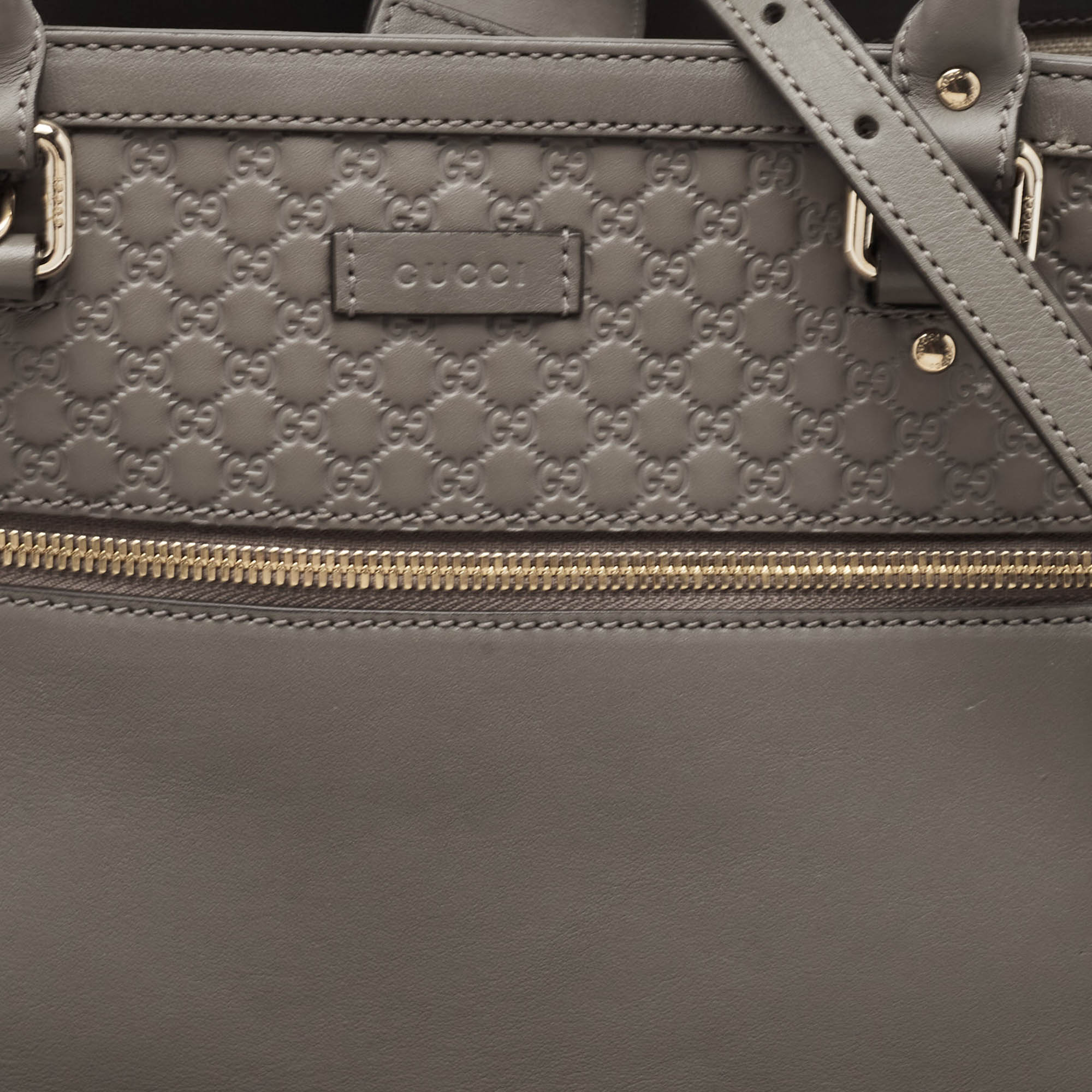 Gucci Grey Microguccissima Leather Front Zip Tote