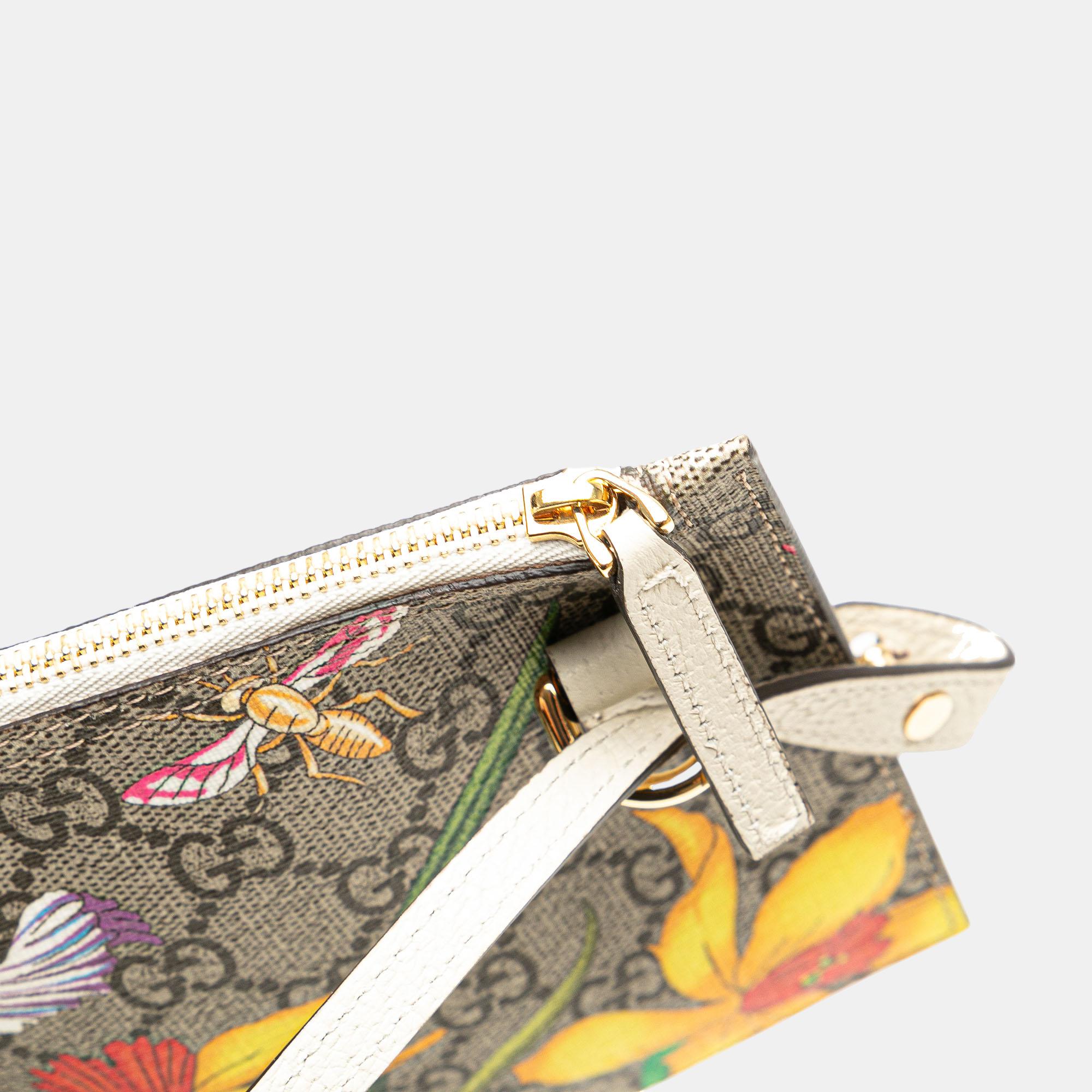 Gucci Multicolor/White GG Supreme Flora Ophidia Tote