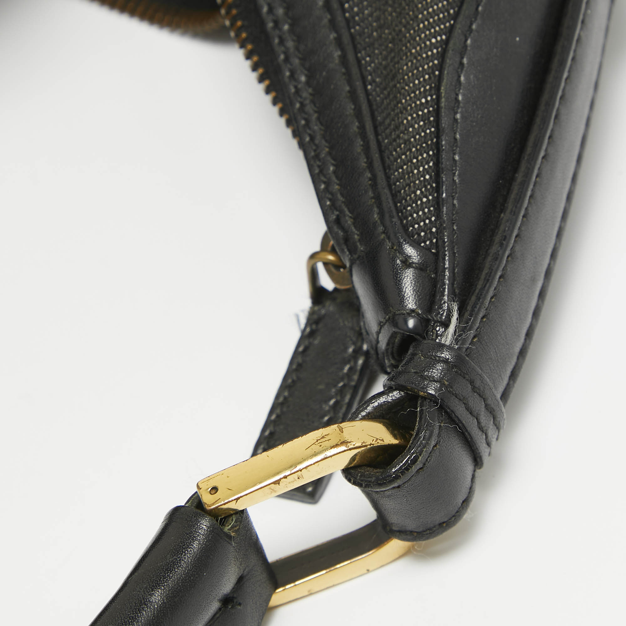 Gucci Black Denim And Leather Web Hobo