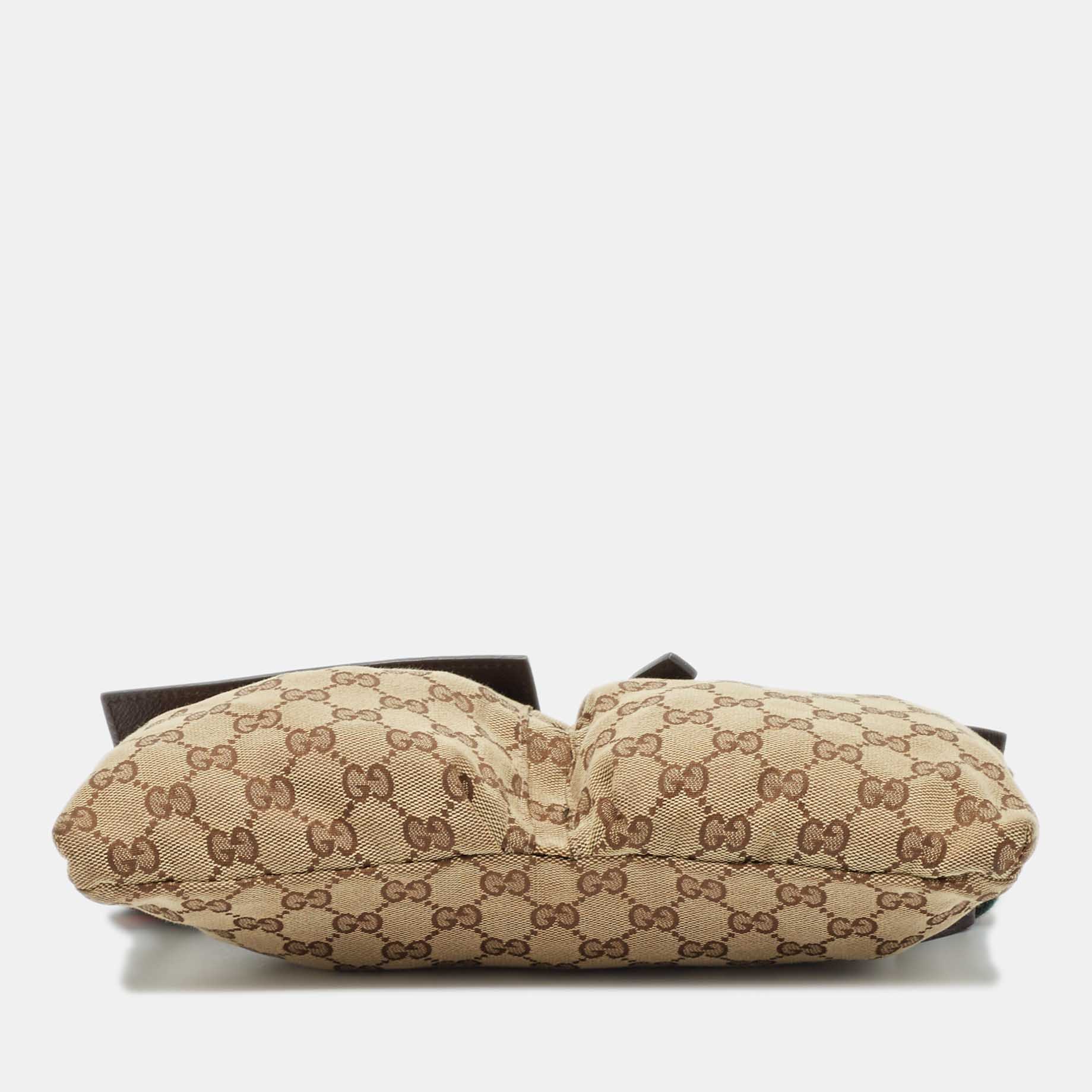 Gucci Beige/Brown GG Canvas And Leather Double Pocket Belt Bag