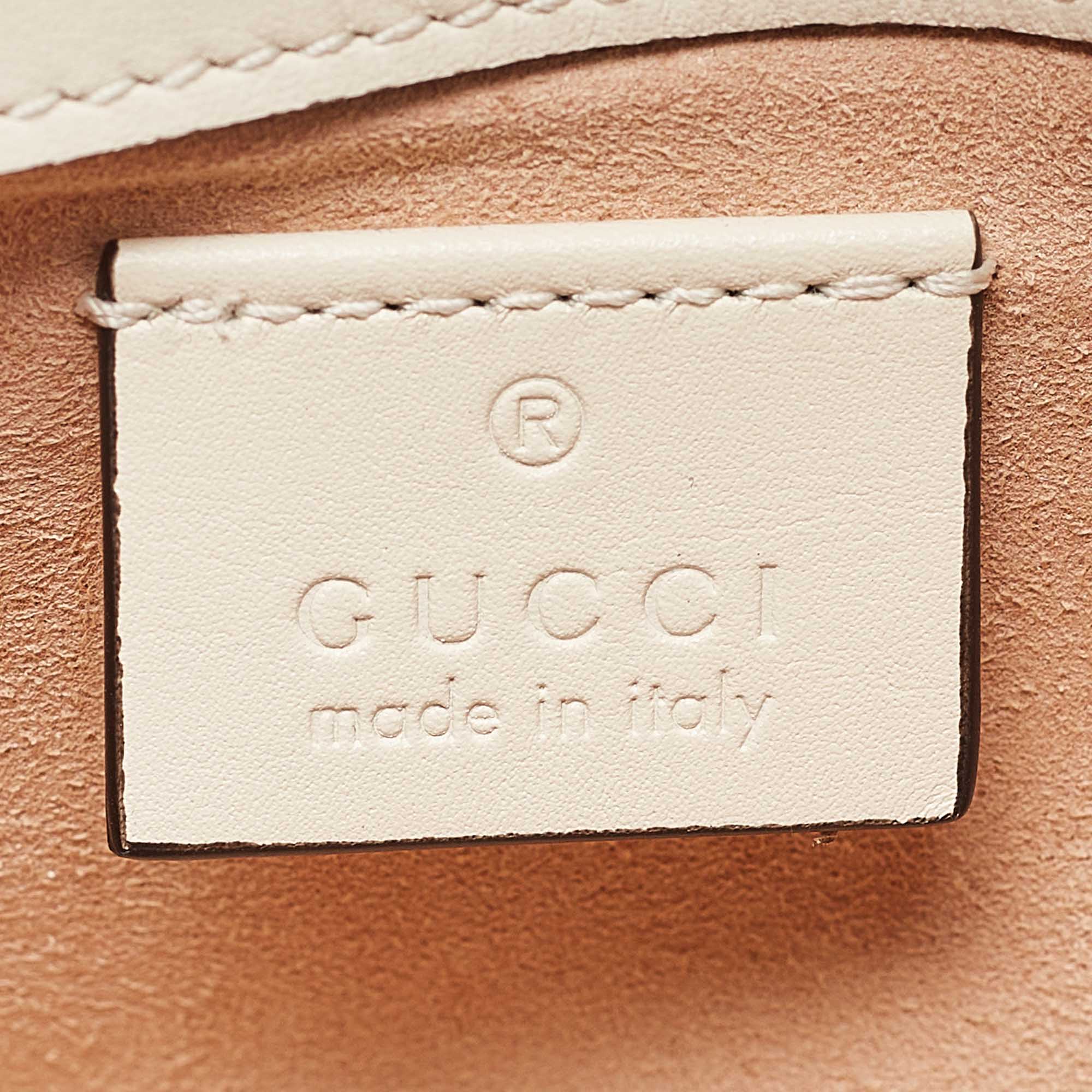 Gucci Off White Matelassé Leather Super Mini GG Marmont Shoulder Bag