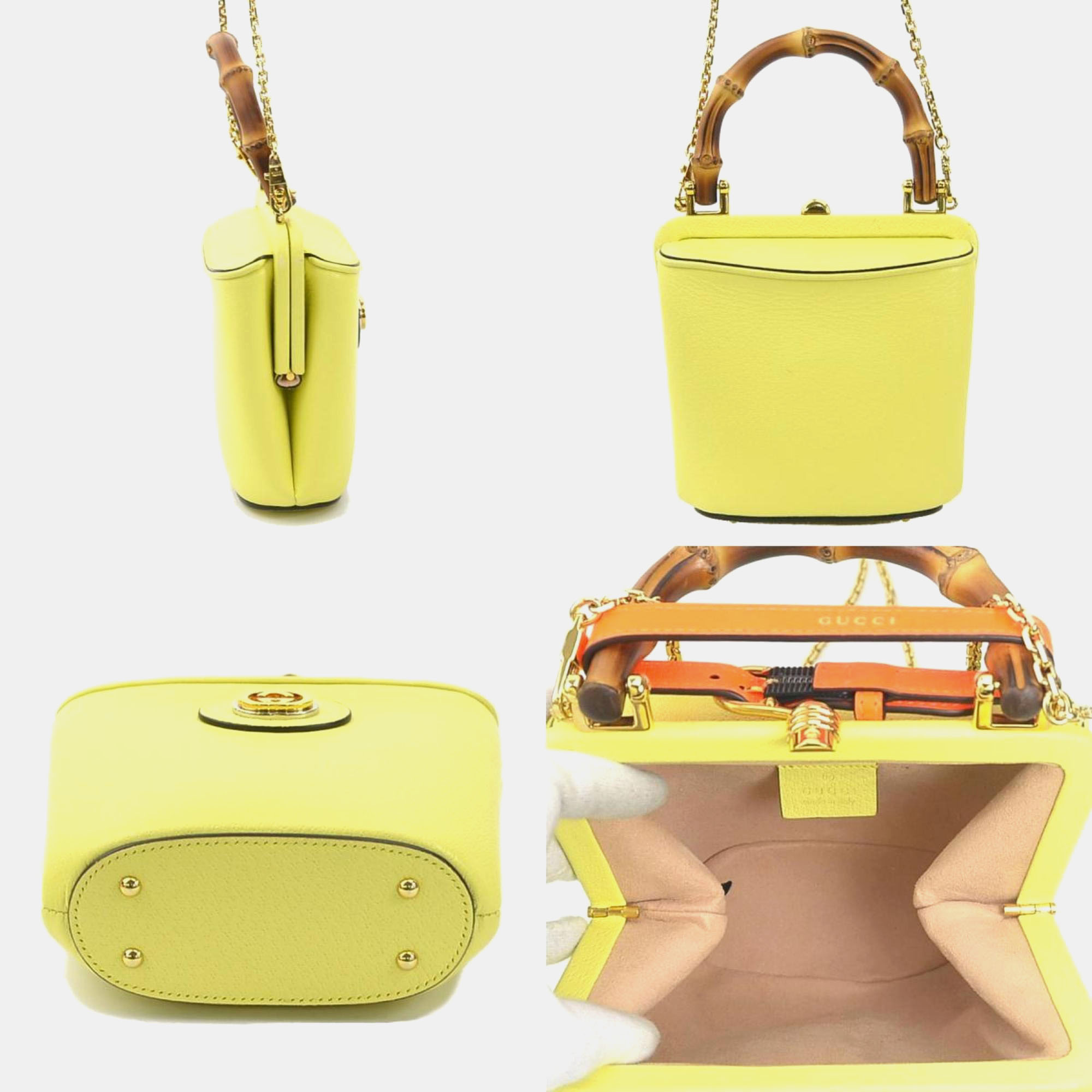 Gucci Leather Yellow Bamboo Handbag