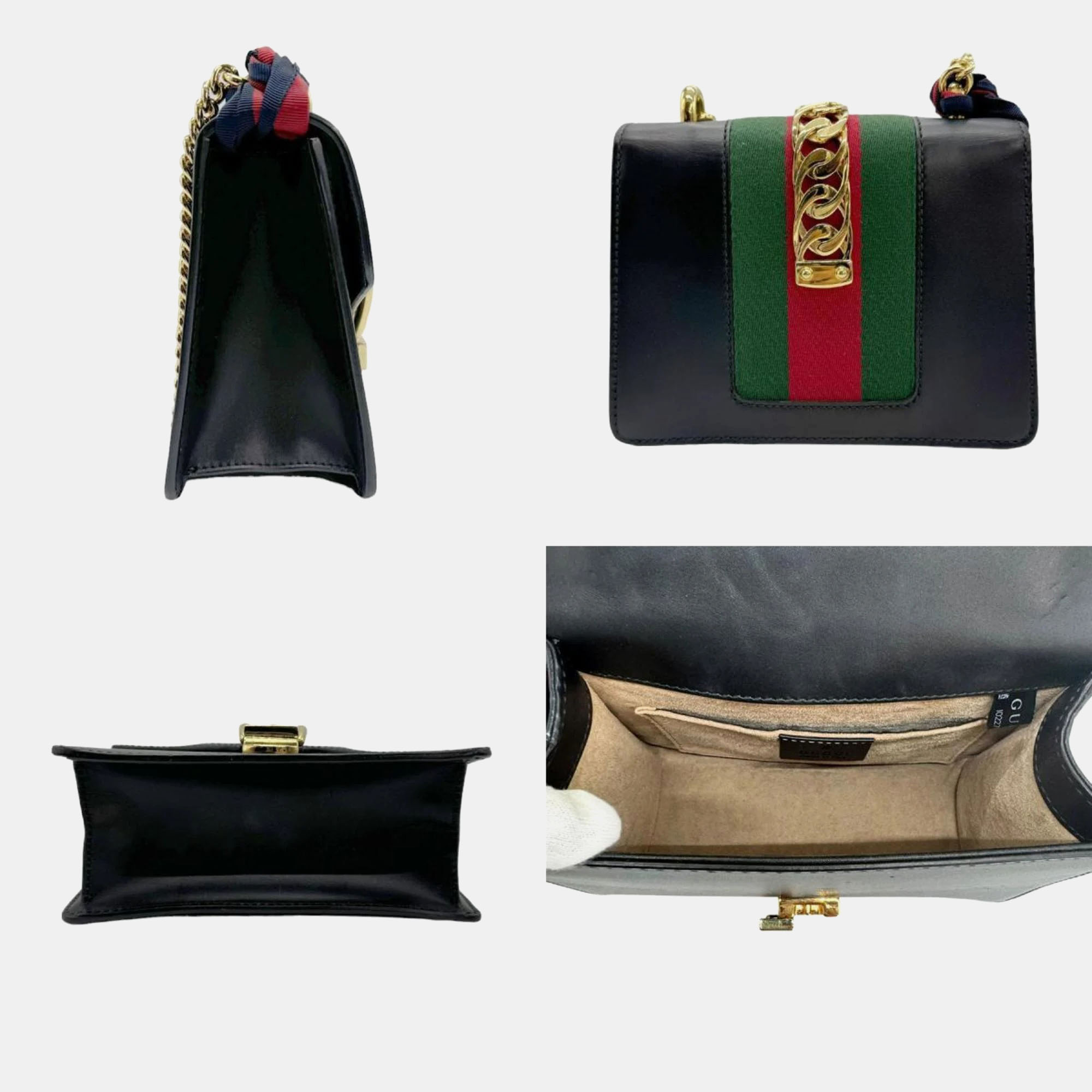 Gucci Leather Navy Sylvie Shoulder Bag