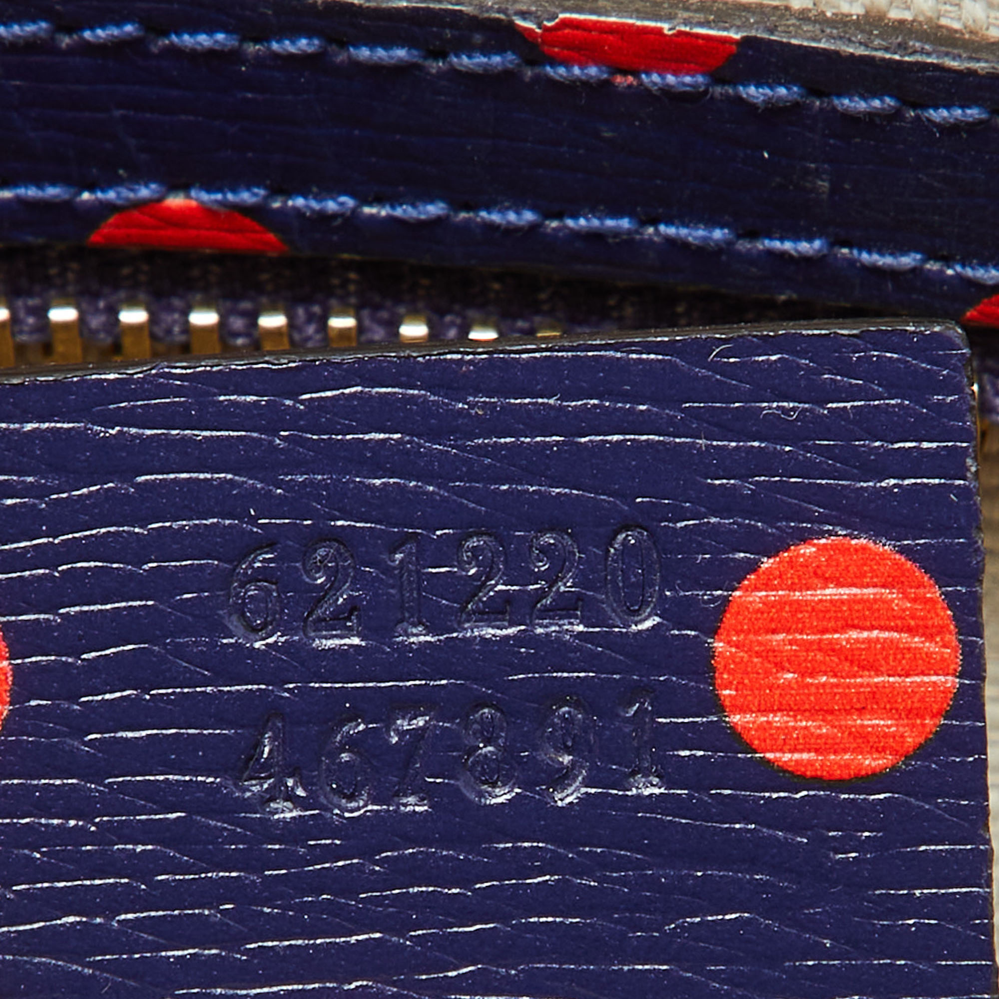 Gucci Navy Blue/Red Polka Dot Leather Horsebit 1955 Bag