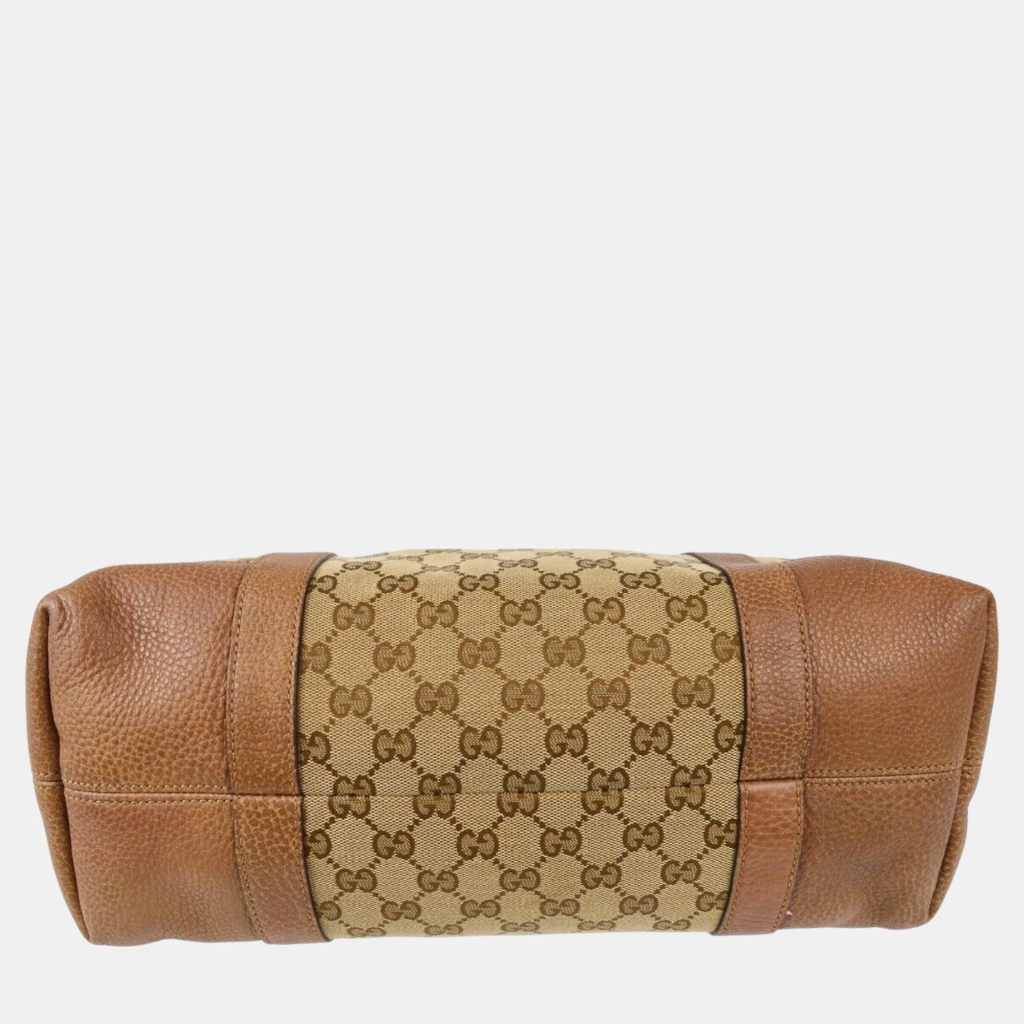 Gucci Beige Brown GG Tote Handbag