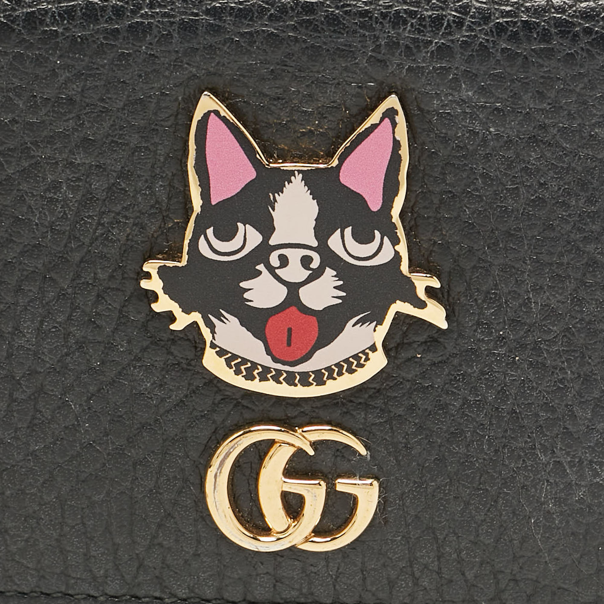 Gucci Black Leather GG Marmont Bosco Card Case