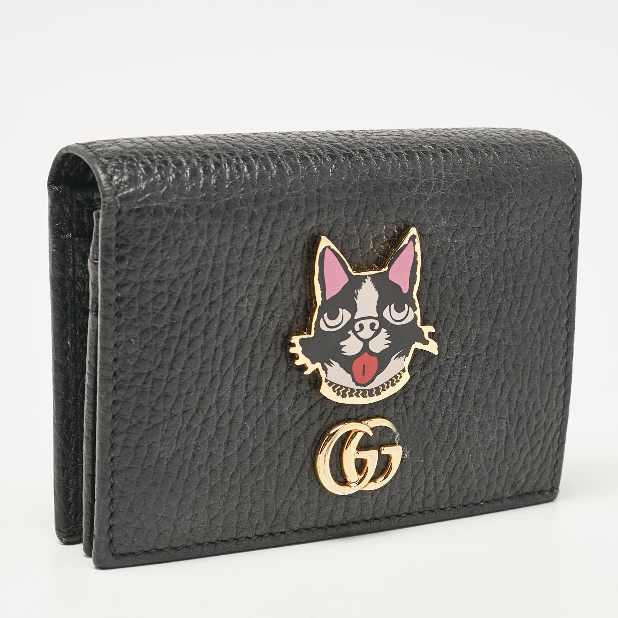 Gucci Black Leather GG Marmont Bosco Card Case