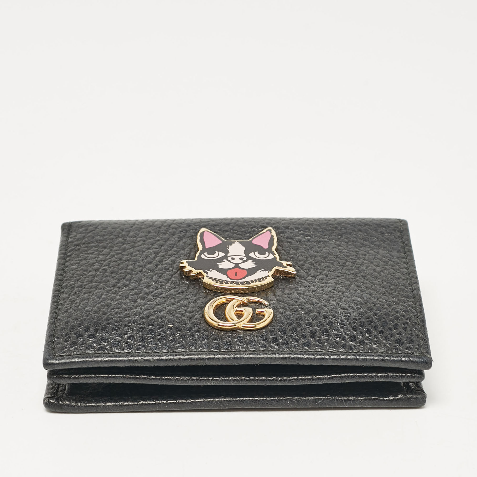 Gucci Black Leather GG Marmont Bosco Card Case