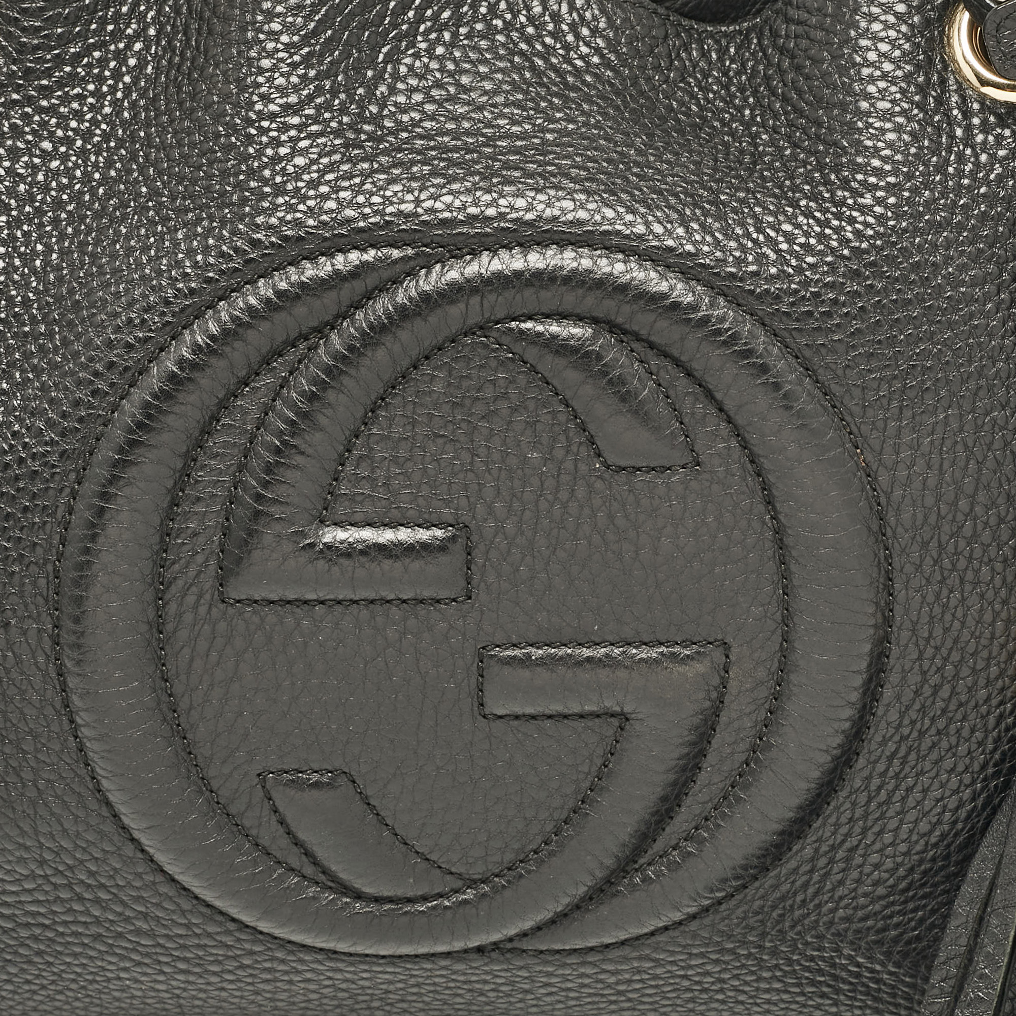 Gucci Black Leather Medium Chain Soho Tote