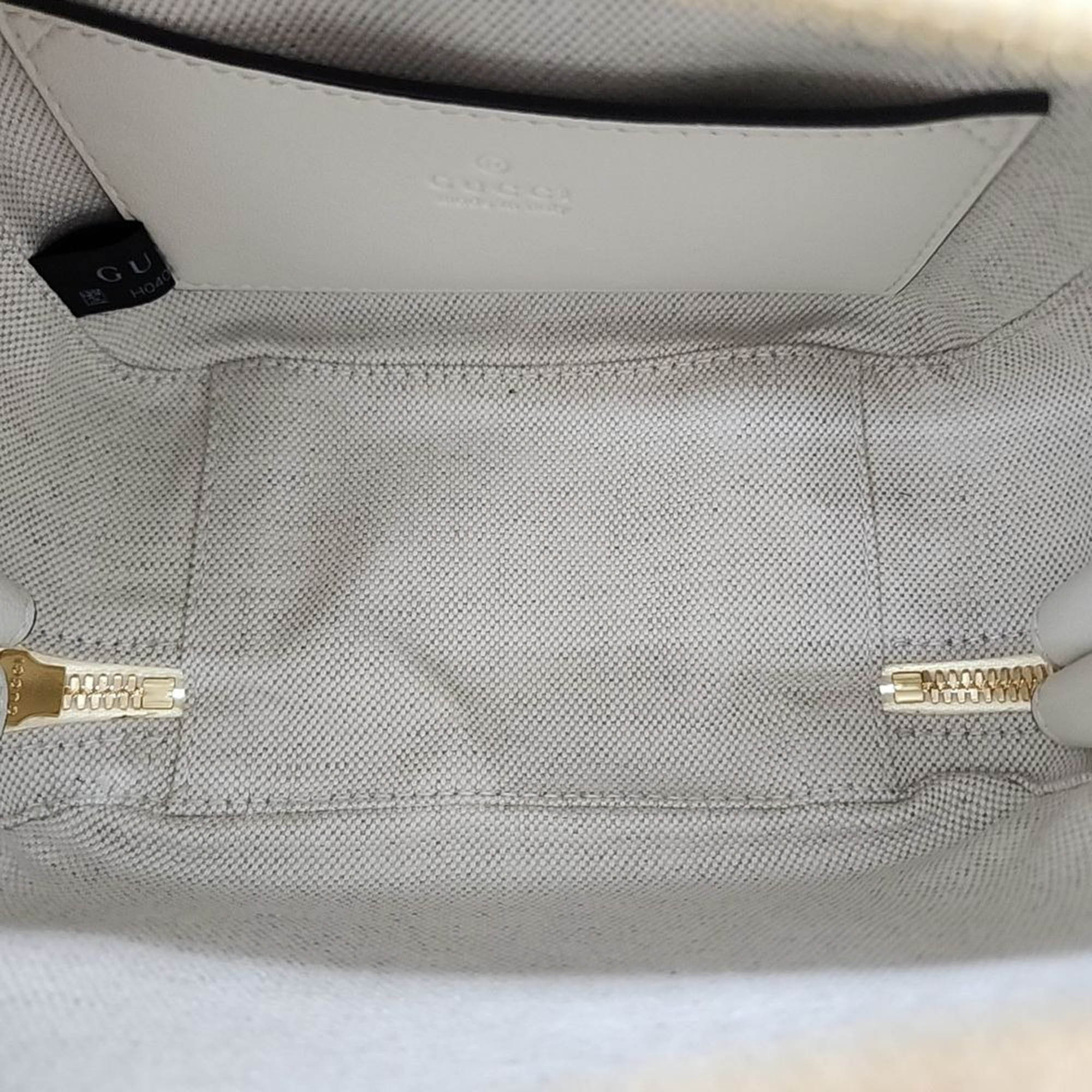 Gucci White Leather Blondie Top Handle Bag