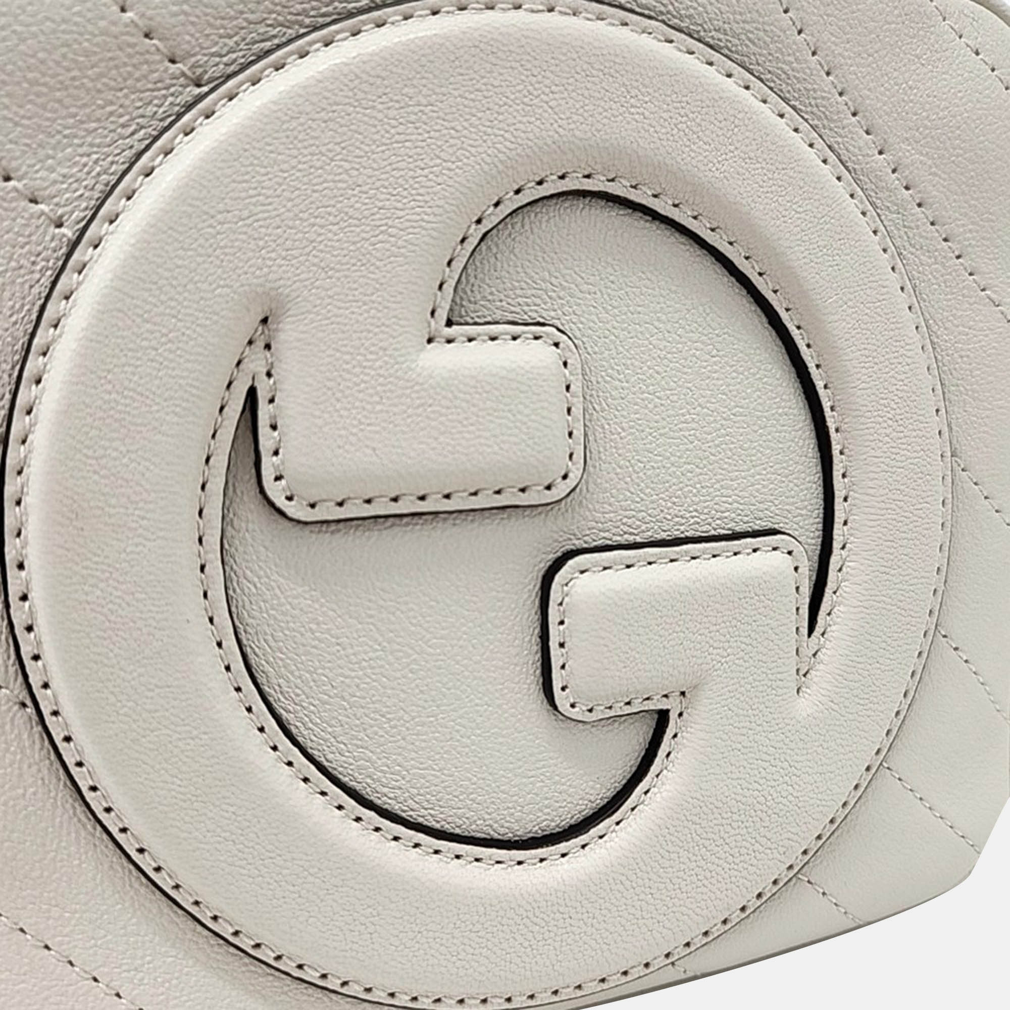 Gucci White Leather Blondie Top Handle Bag