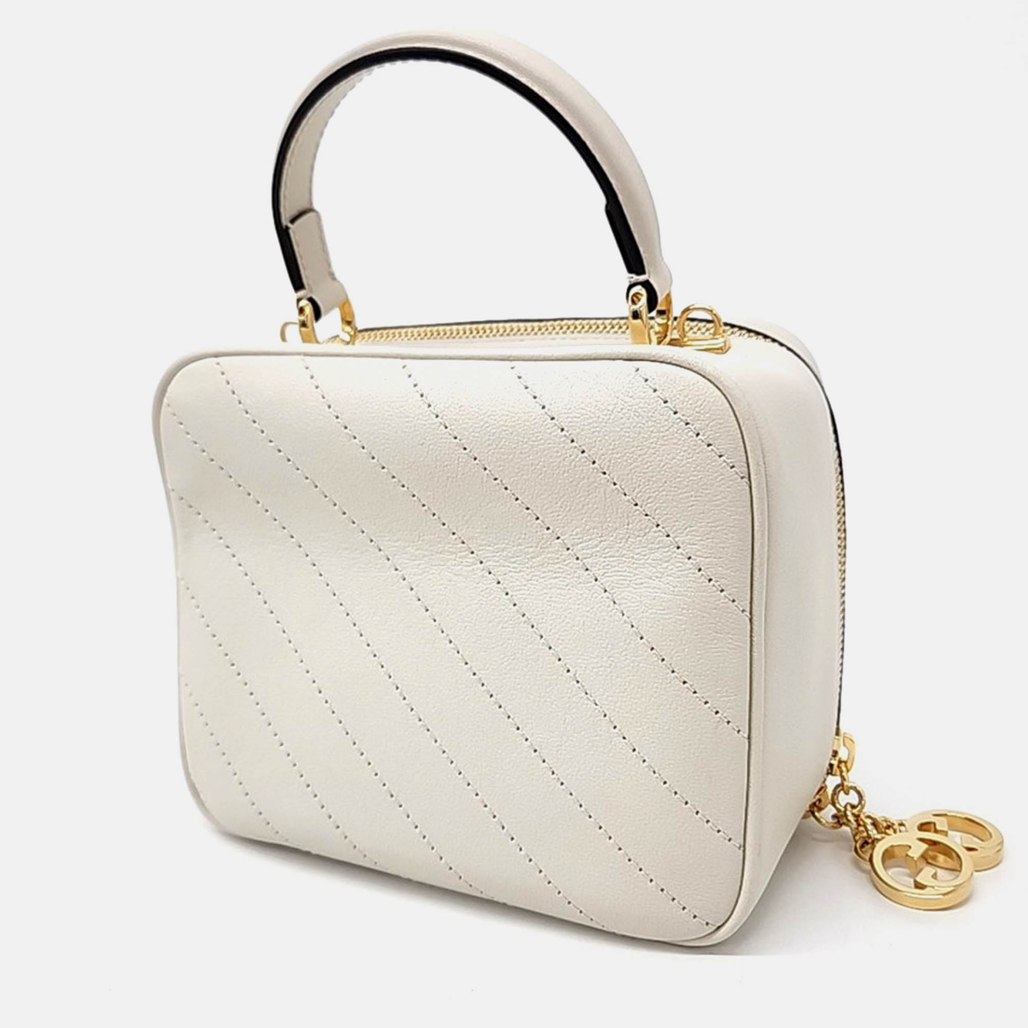 Gucci White Leather Blondie Top Handle Bag