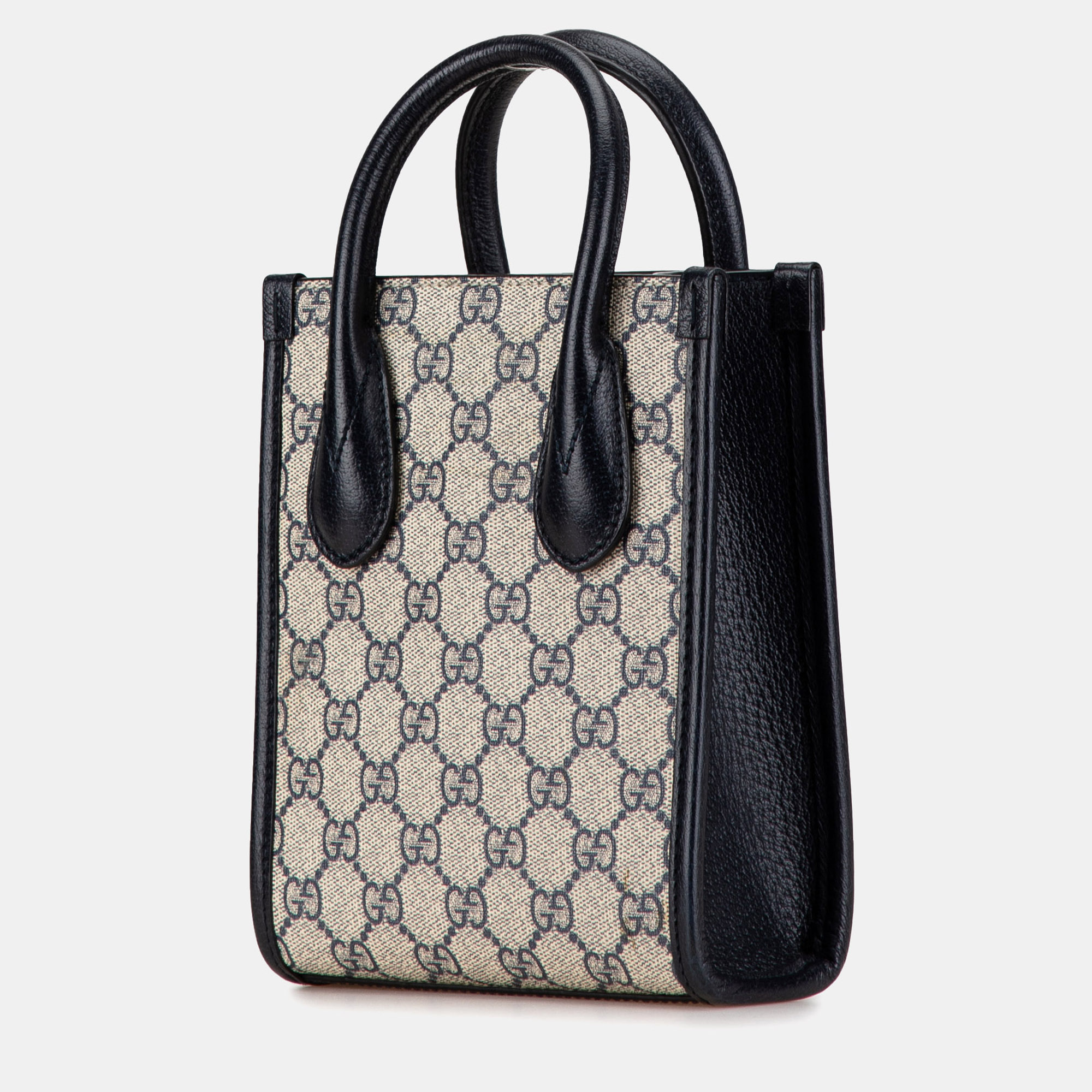 Gucci Beige Black Coated Canvas And Leather Gucci Mini GG Supreme Interlocking G Satchel