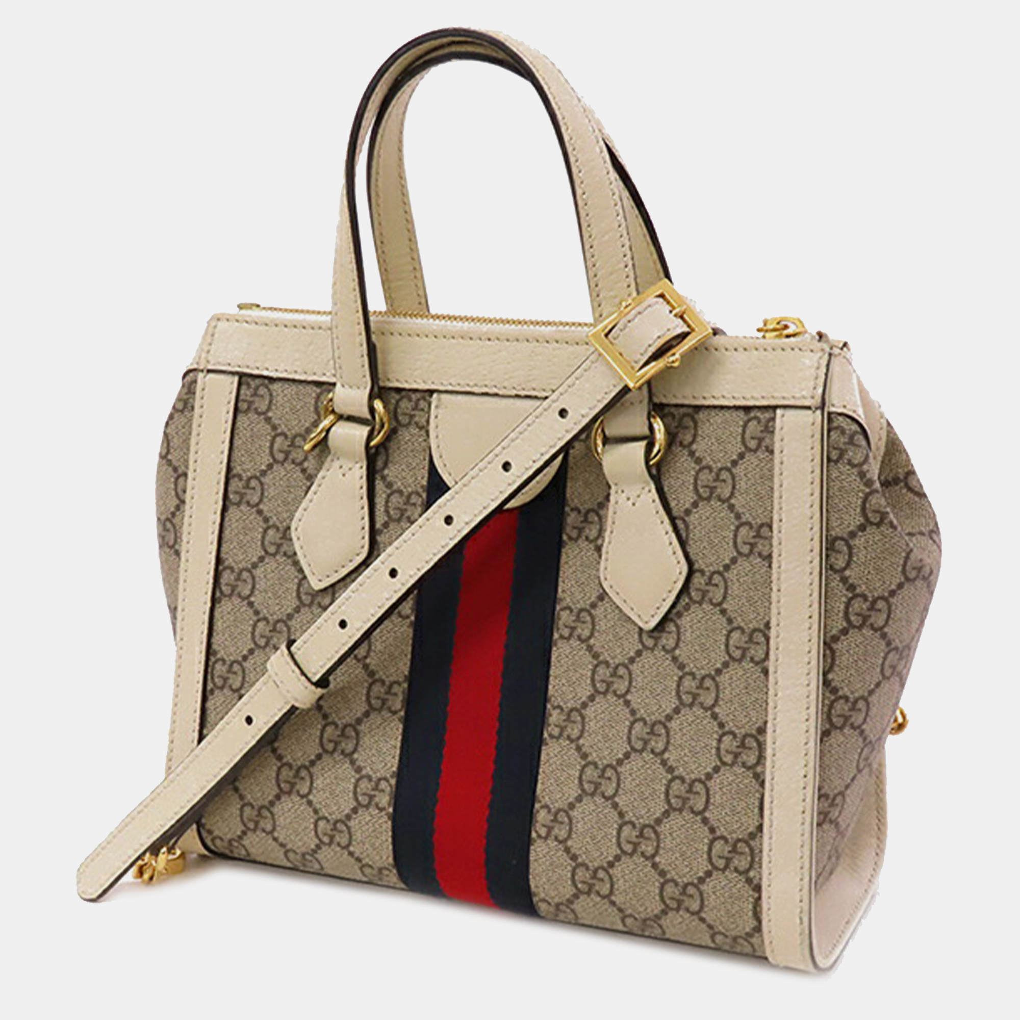 Gucci Beige Brown Coated Canvas Small GG Supreme Ophidia Satchel Bag