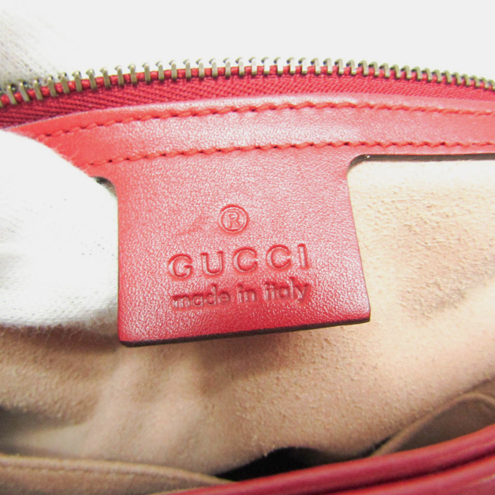 Gucci Red Leather GG Marmont Medium Chain Shoulder Bag