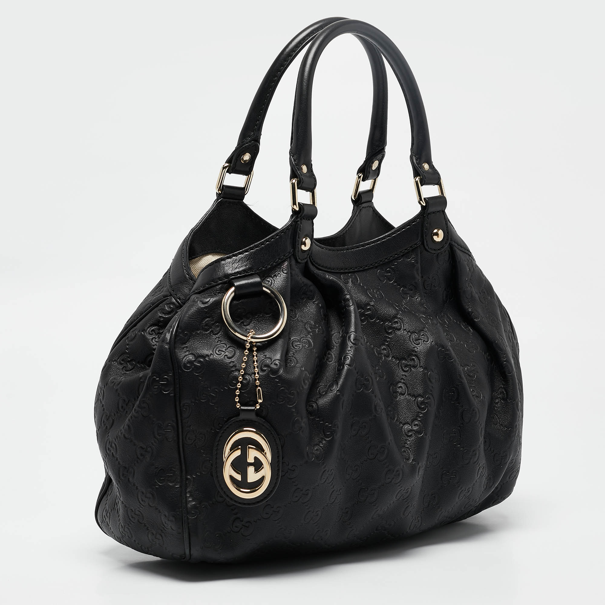 Gucci Black Guccissima Leather Medium Sukey Tote