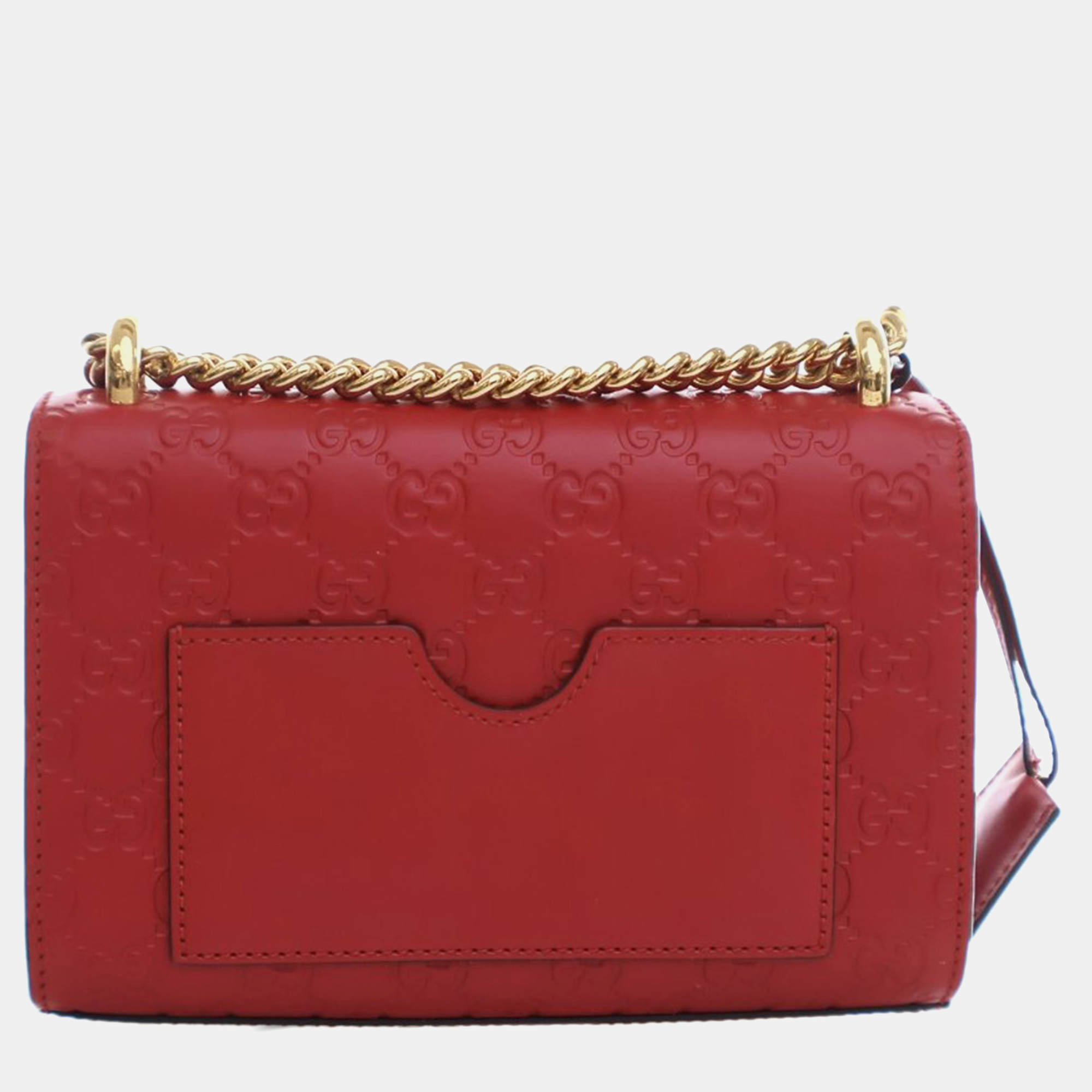 Gucci Red Leather Gucci Small Guccissima Padlock Crossbody