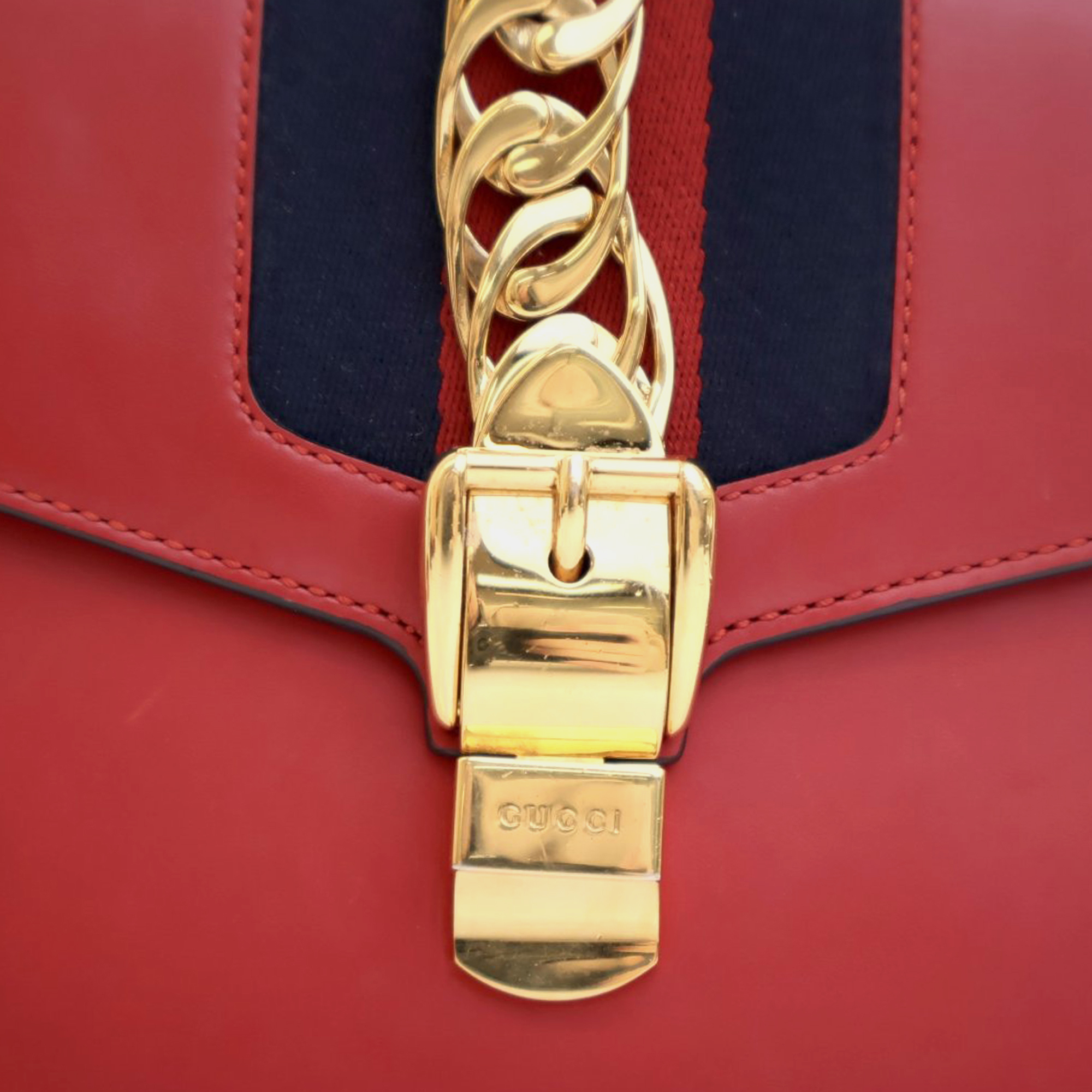 Gucci Red Leather Gucci Small Leather Sylvie Satchel