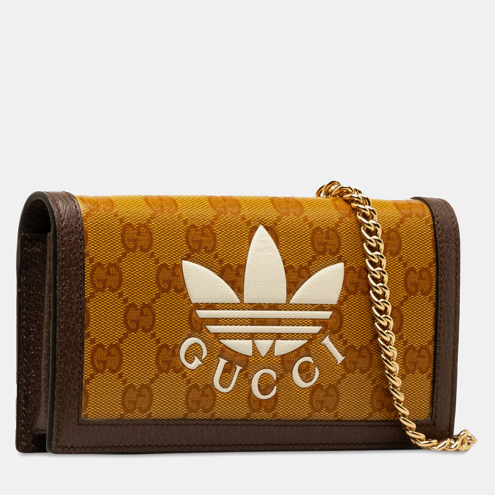 Gucci Brown Coated Canvas X Adidas GG Supreme Wallet On Chain