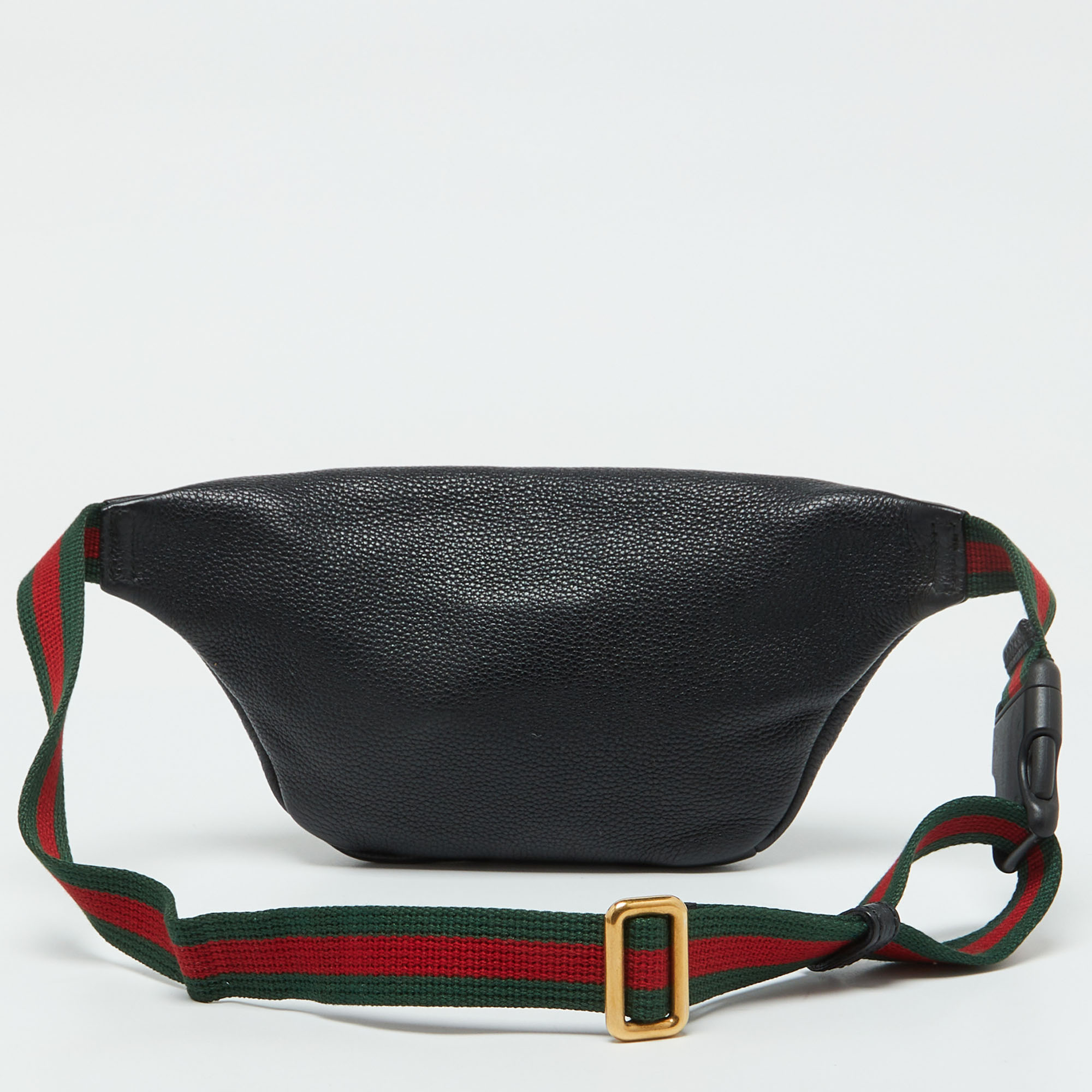 Gucci Black Leather Vintage Logo Web Belt Bag