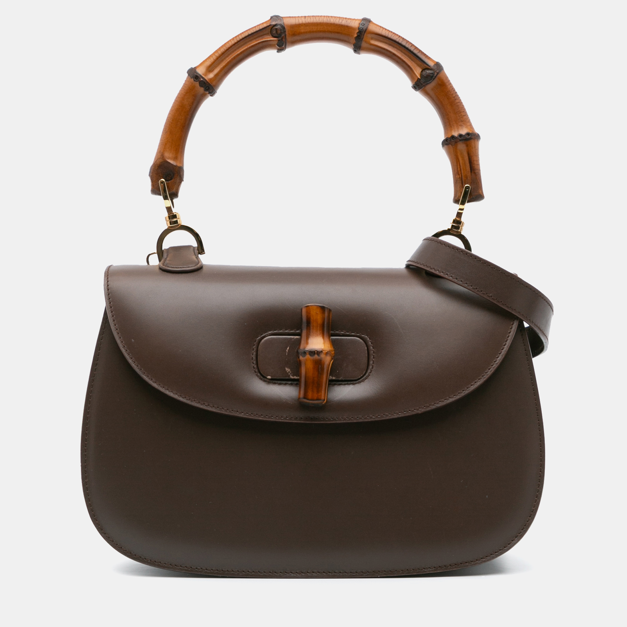 Gucci Brown Gucci Calfskin Bamboo Night Bag
