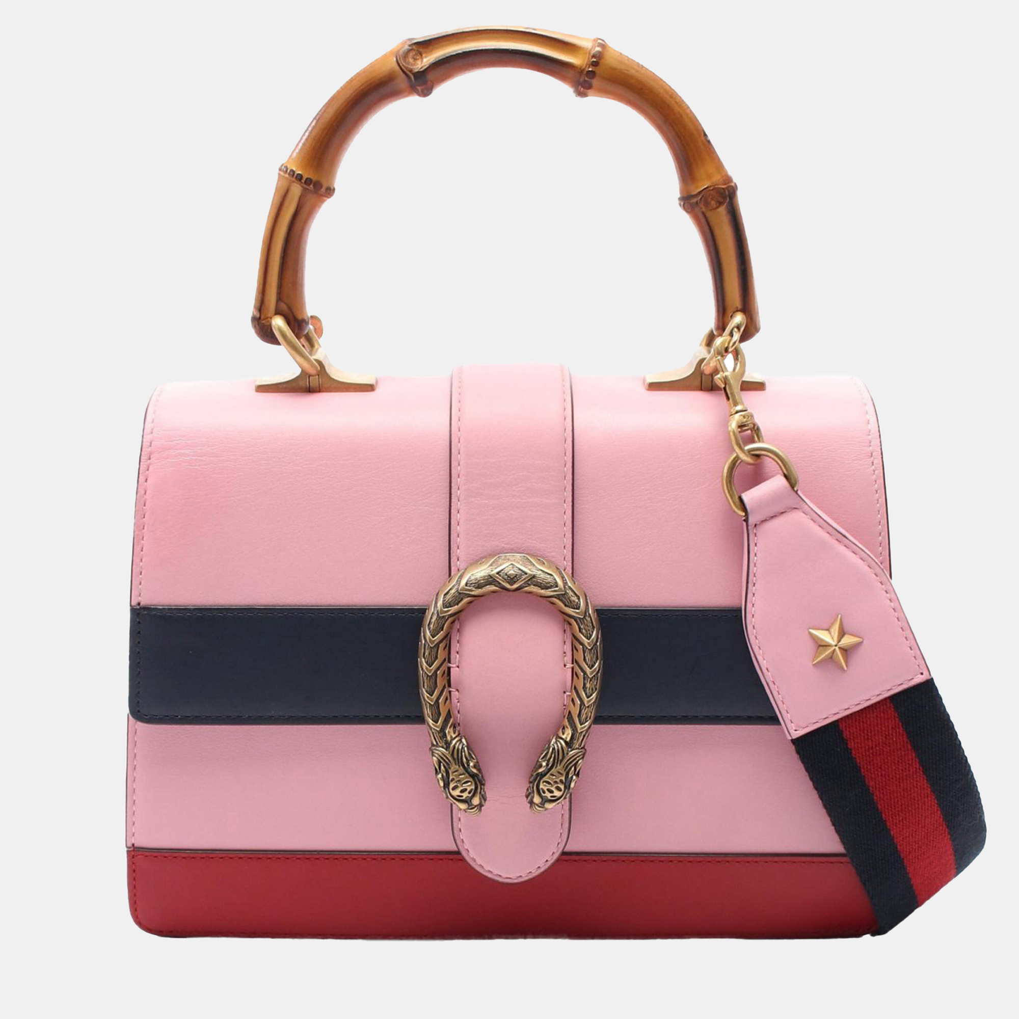 Gucci Pink Leather Bamboo Dionysus Top Handle Bag
