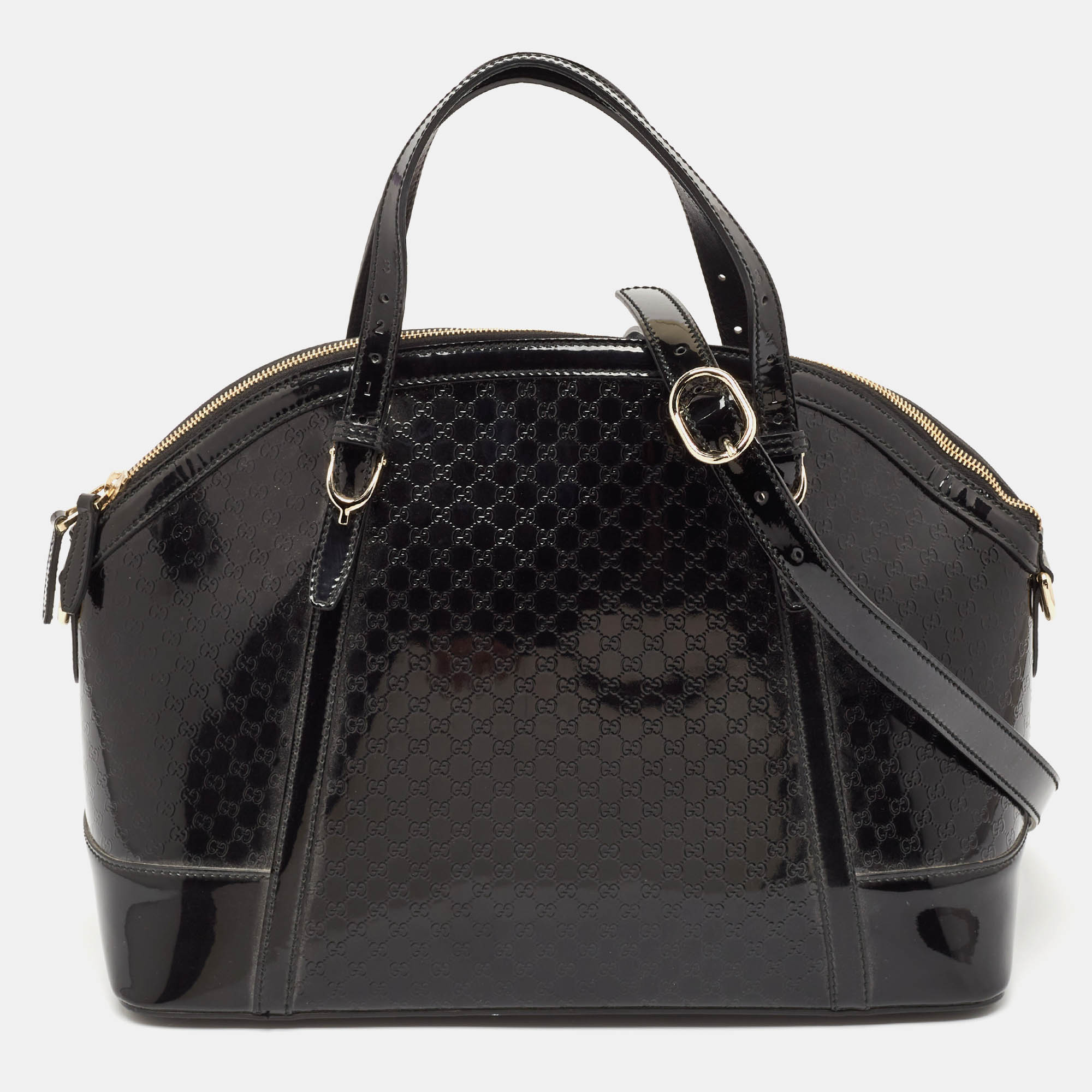 Gucci Black Microguccissima Patent Leather Nice Dome Bag