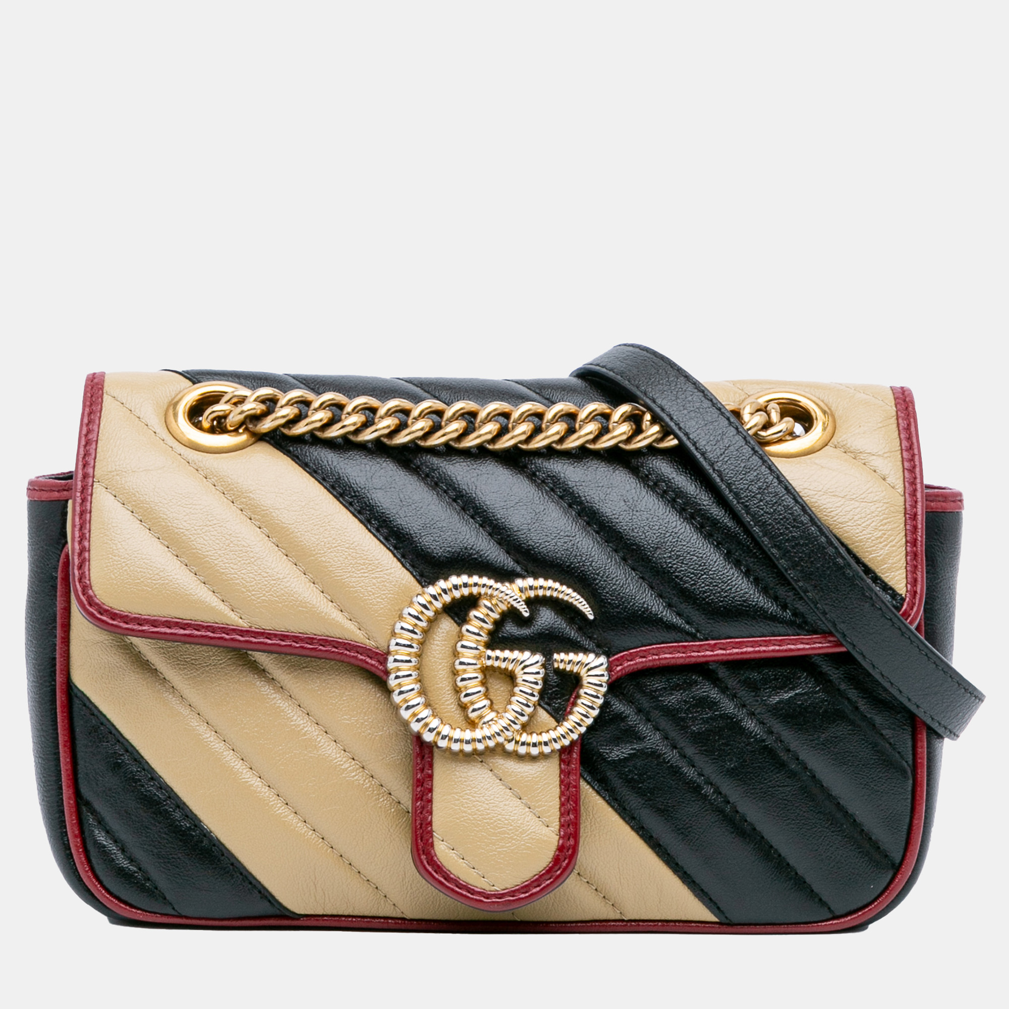 Gucci Beige Brown Mini GG Marmont Matelasse Leather Torchon Flap Crossbody
Gucci Beige Brown Mini GG Marmont Matelasse Leather Torchon Flap Crossbody