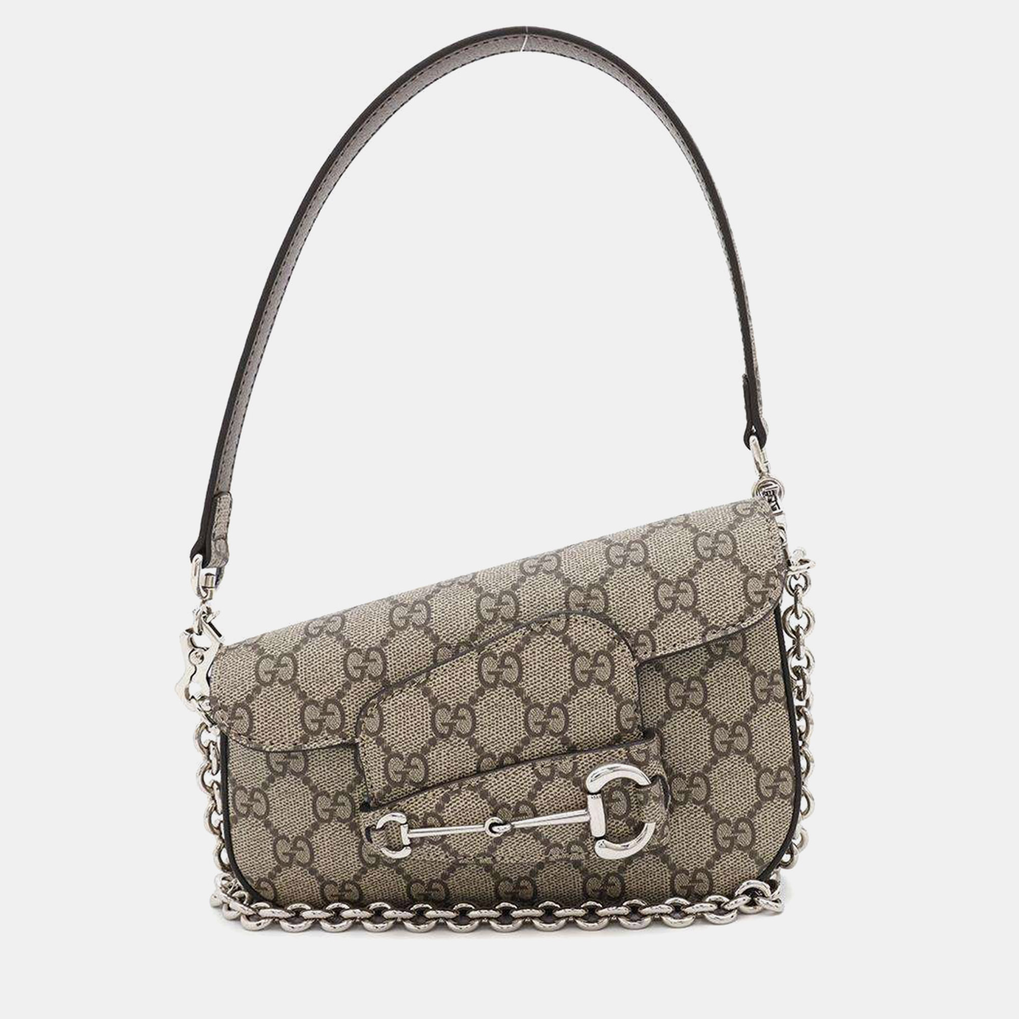 Gucci Beige GG Supreme Canvas and Leather Horsebit 1955 Mini Shoulder Bag
Gucci Beige GG Supreme Canvas and Leather Horsebit 1955 Mini Shoulder Bag