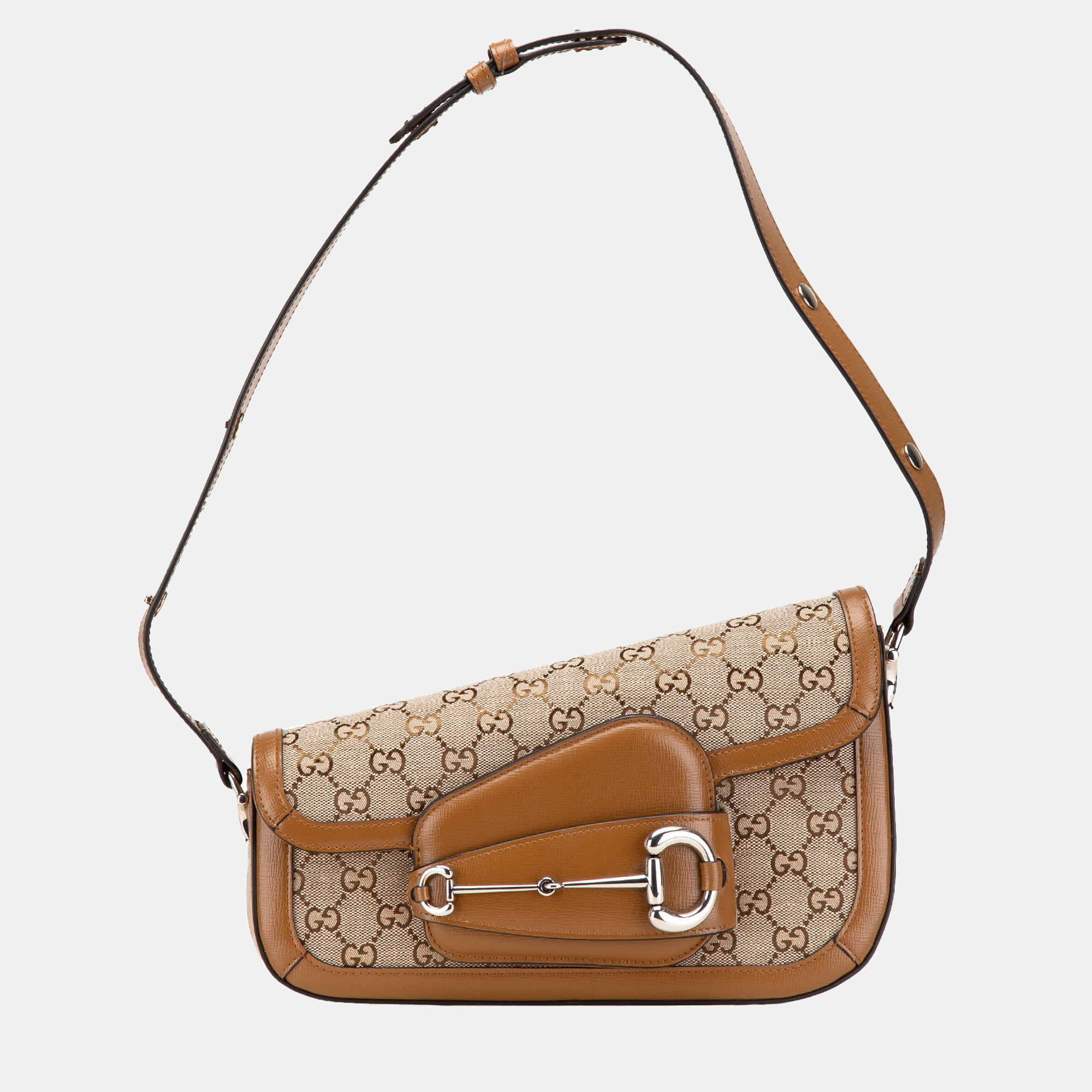 Gucci Beige/Brown GG Canvas Asymmetric Horsebit 1955 Shoulder Bag
Gucci Beige/Brown GG Canvas Asymmetric Horsebit 1955 Shoulder Bag