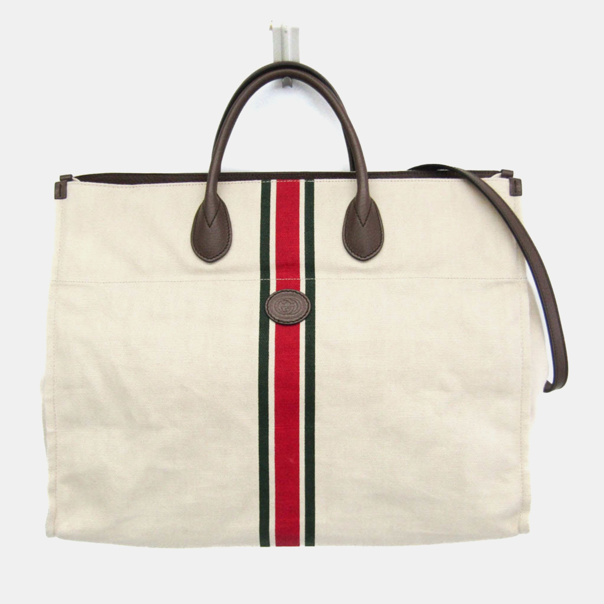 Gucci Off-White Canvas Leather Sherry Line Interlocking G Tote Bag, Cream
Gucci Off-White Canvas Leather Sherry Line Interlocking G Tote Bag, Cream