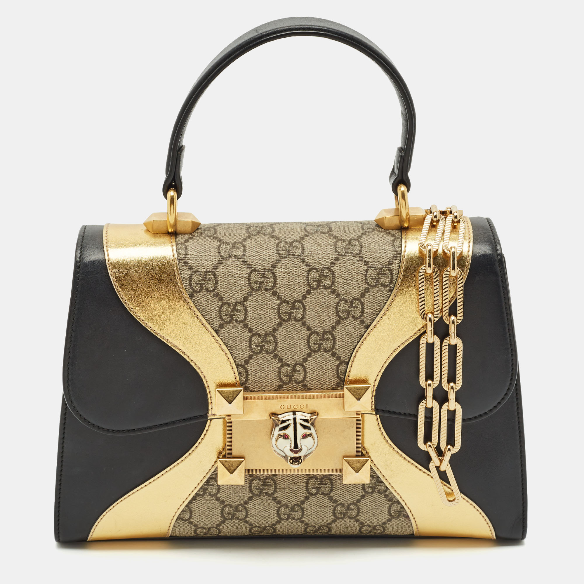 Gucci Tri Color GG Supreme Canvas and Leather Osiride Small Top Handle Bag, Multicolor
Gucci Tri Color GG Supreme Canvas and Leather Osiride Small Top Handle Bag, Multicolor