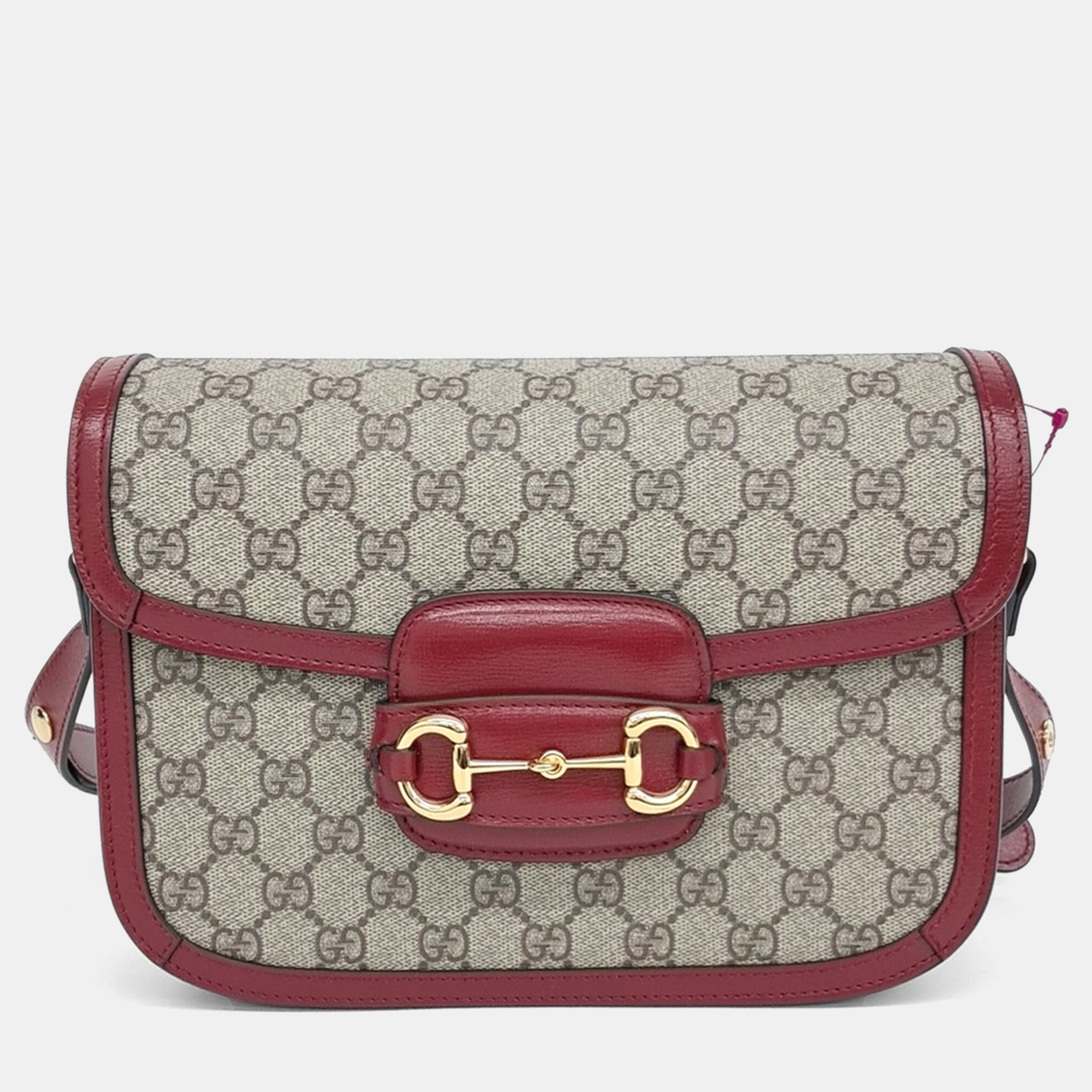 Gucci Beige Red Canvas and Leather 1955 Horsebit Shoulder Bag
Gucci Beige Red Canvas and Leather 1955 Horsebit Shoulder Bag