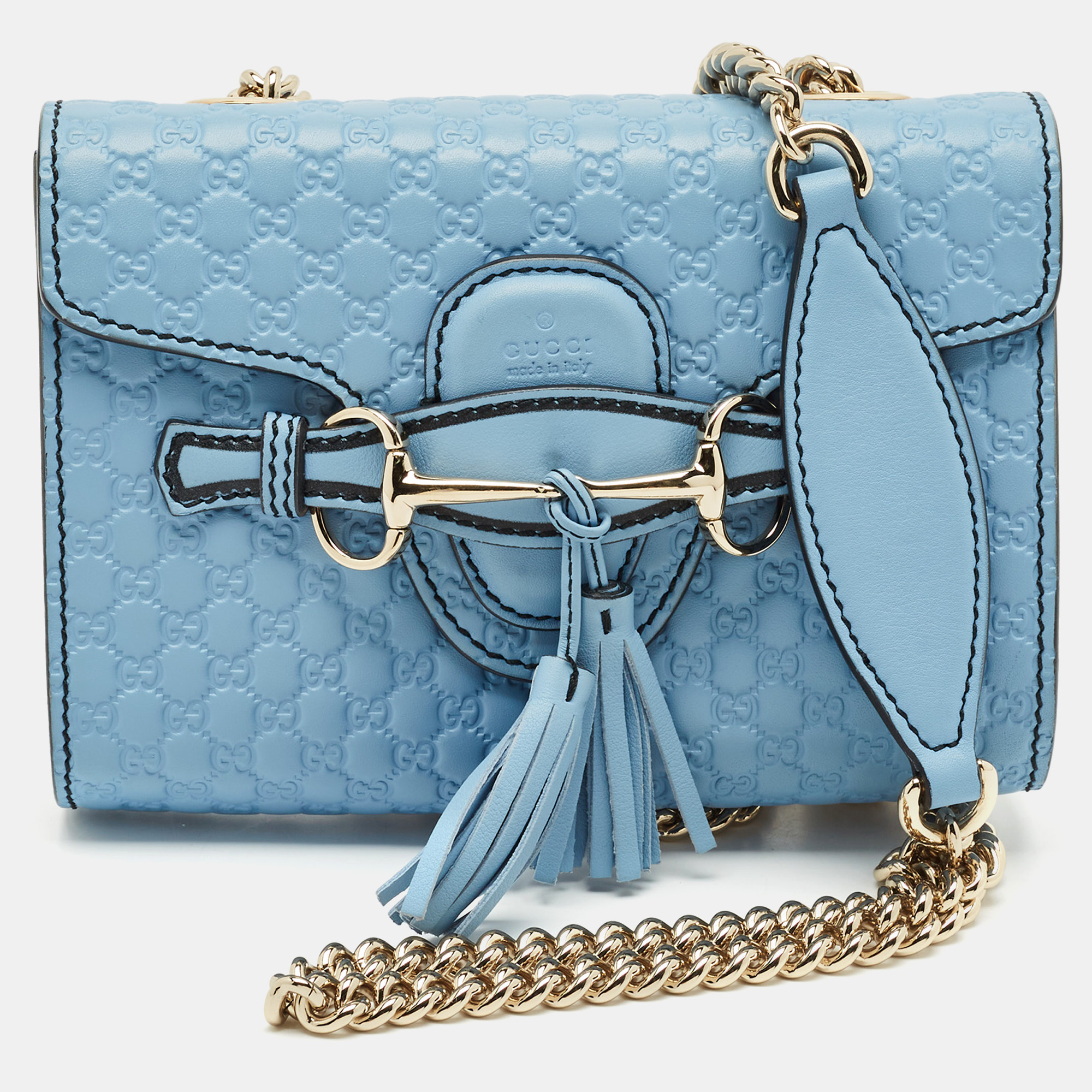 Gucci Blue Microguccissima Leather Mini Emily Chain Crossbody Bag
Gucci Blue Microguccissima Leather Mini Emily Chain Crossbody Bag